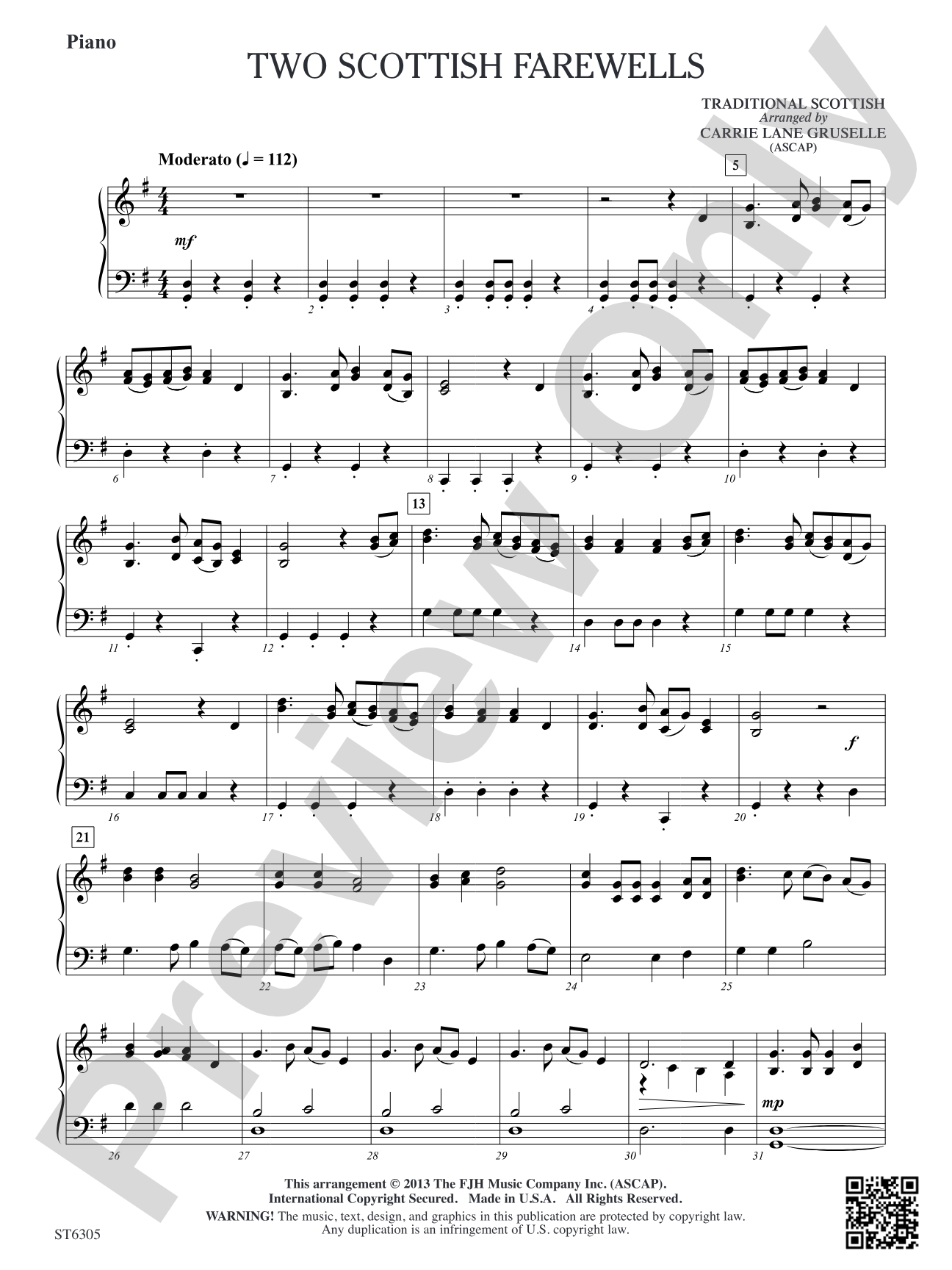 Two Scottish Farewells: Piano