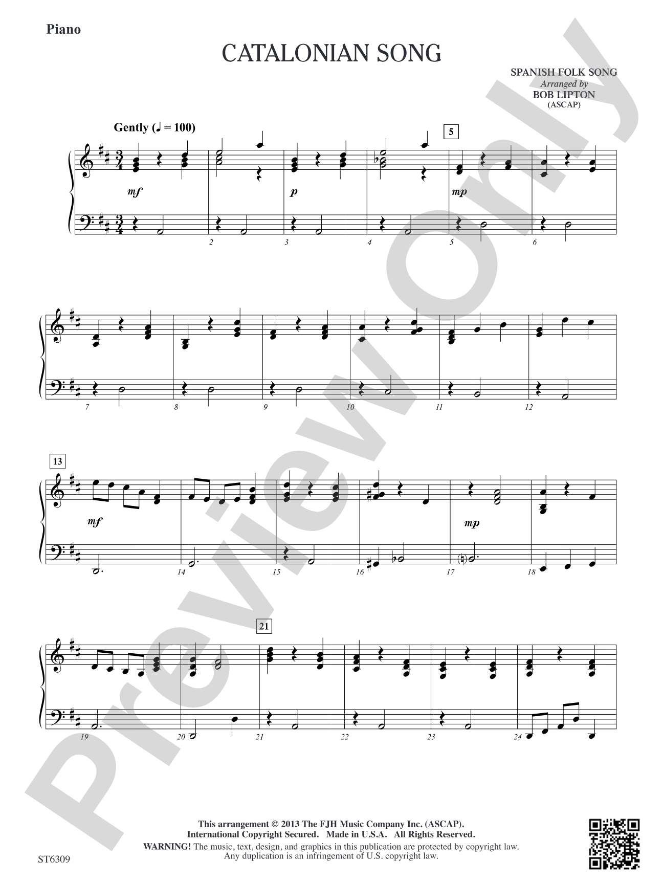 Catalonian Song: Piano