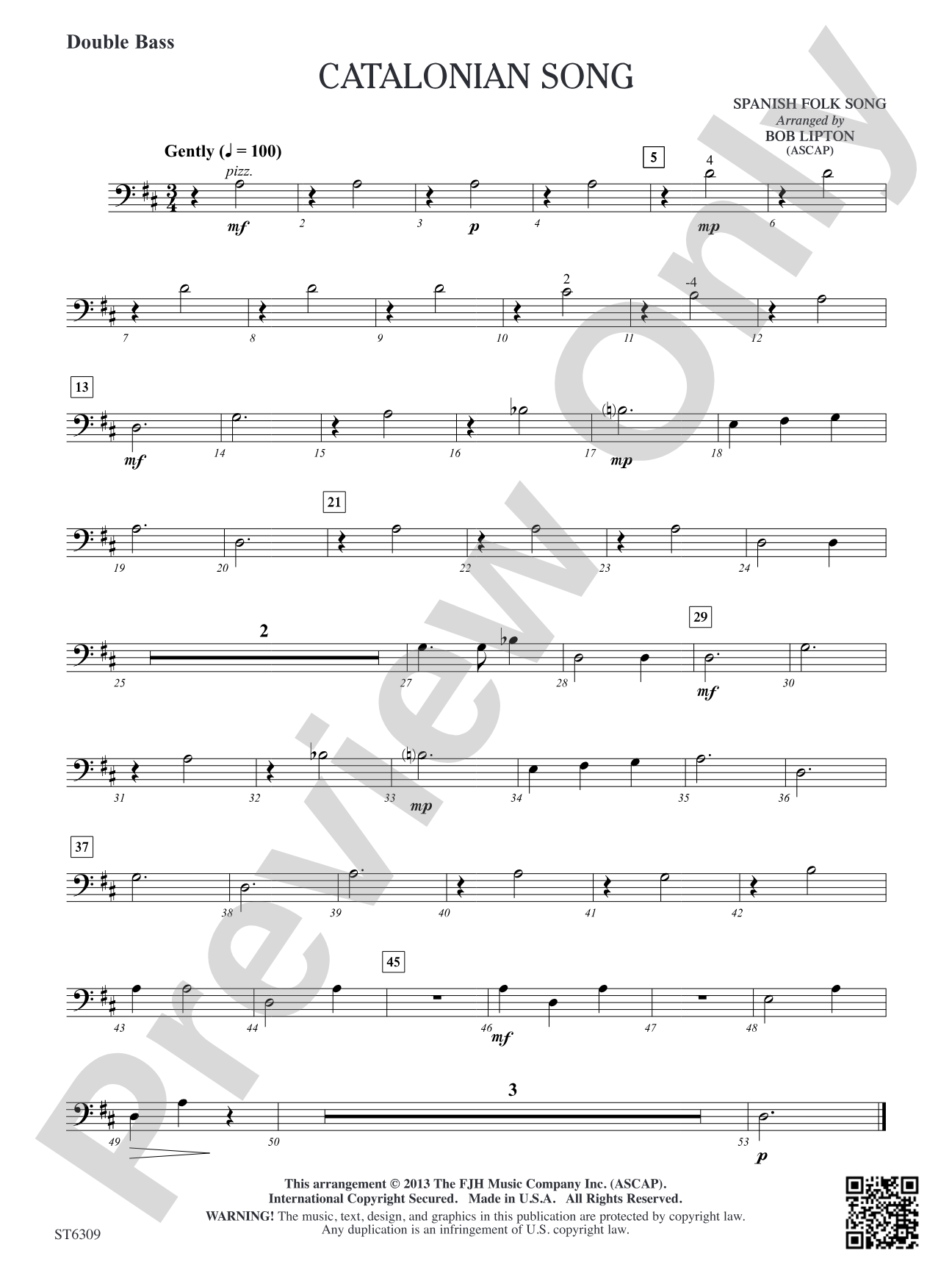 Catalonian Song: Double Bass
