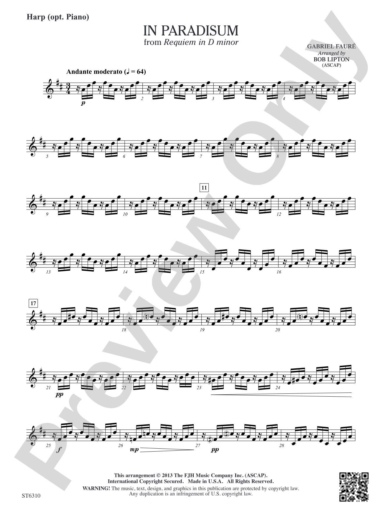 In Paradisum: Harp (opt. Piano)