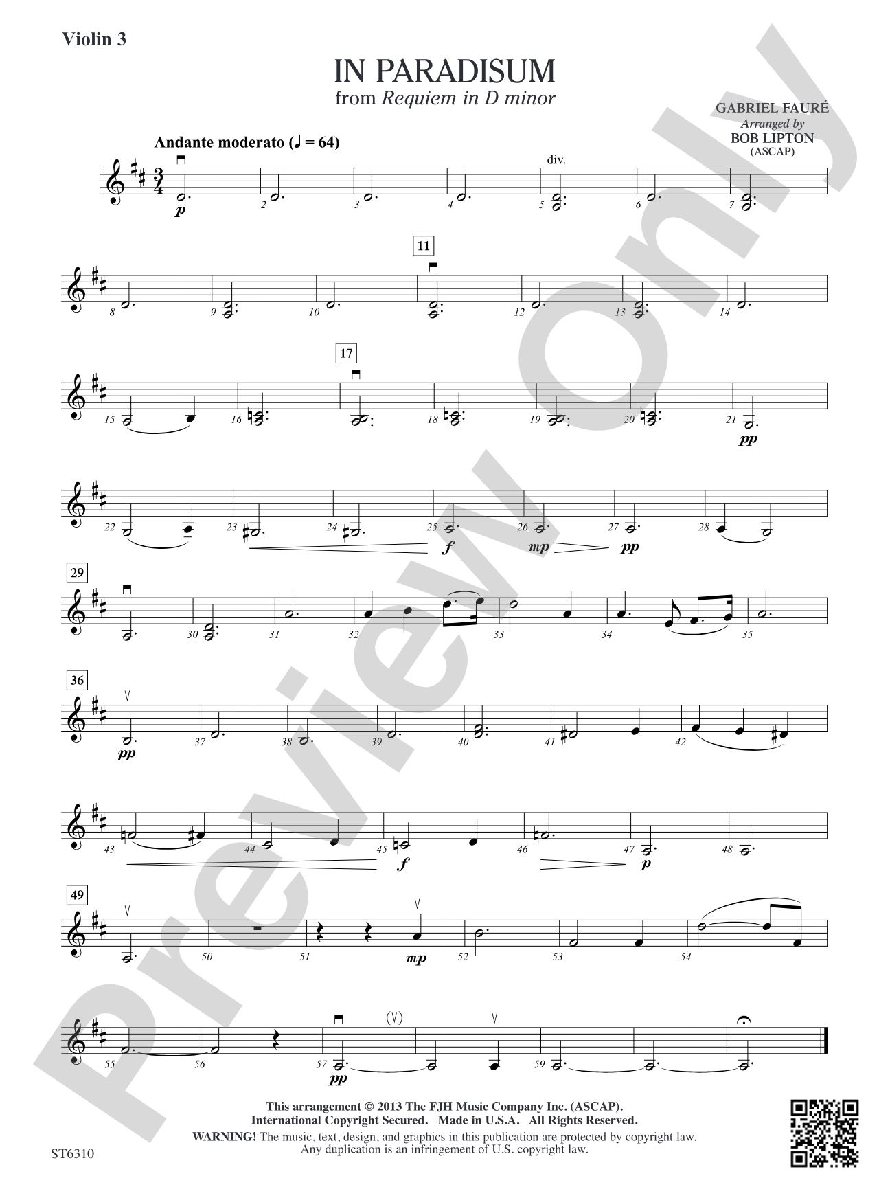 In Paradisum: Violin 3 (Viola T.C.)