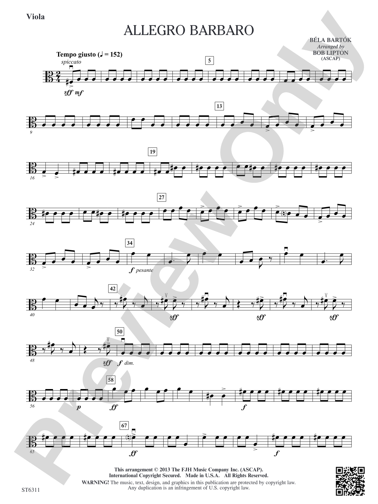 Allegro Barbaro: Viola