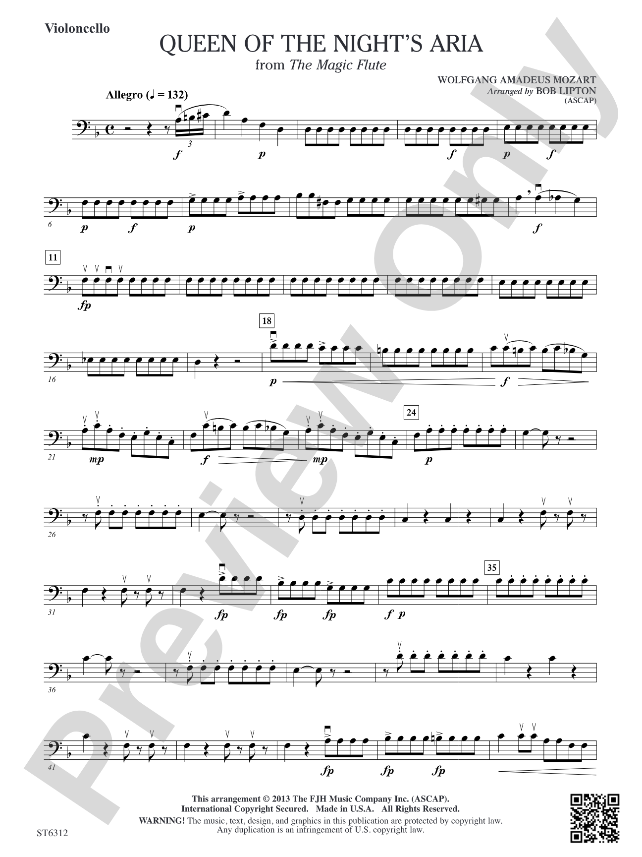 Queen of the Night's Aria: Violoncello