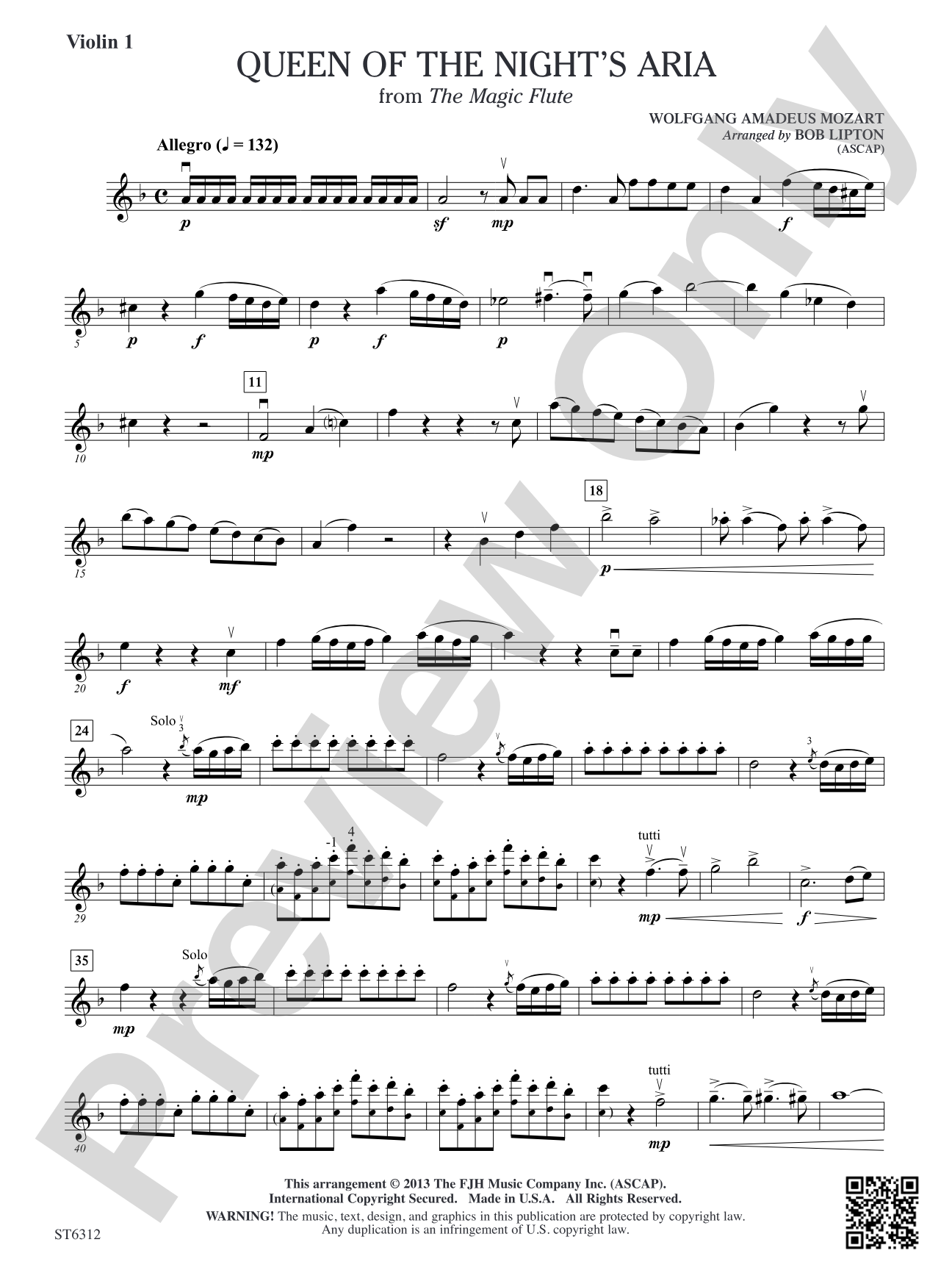 Queen of the Night's Aria: Violin 1