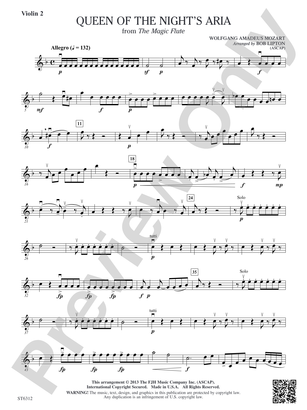 Queen of the Night's Aria: Violin 2