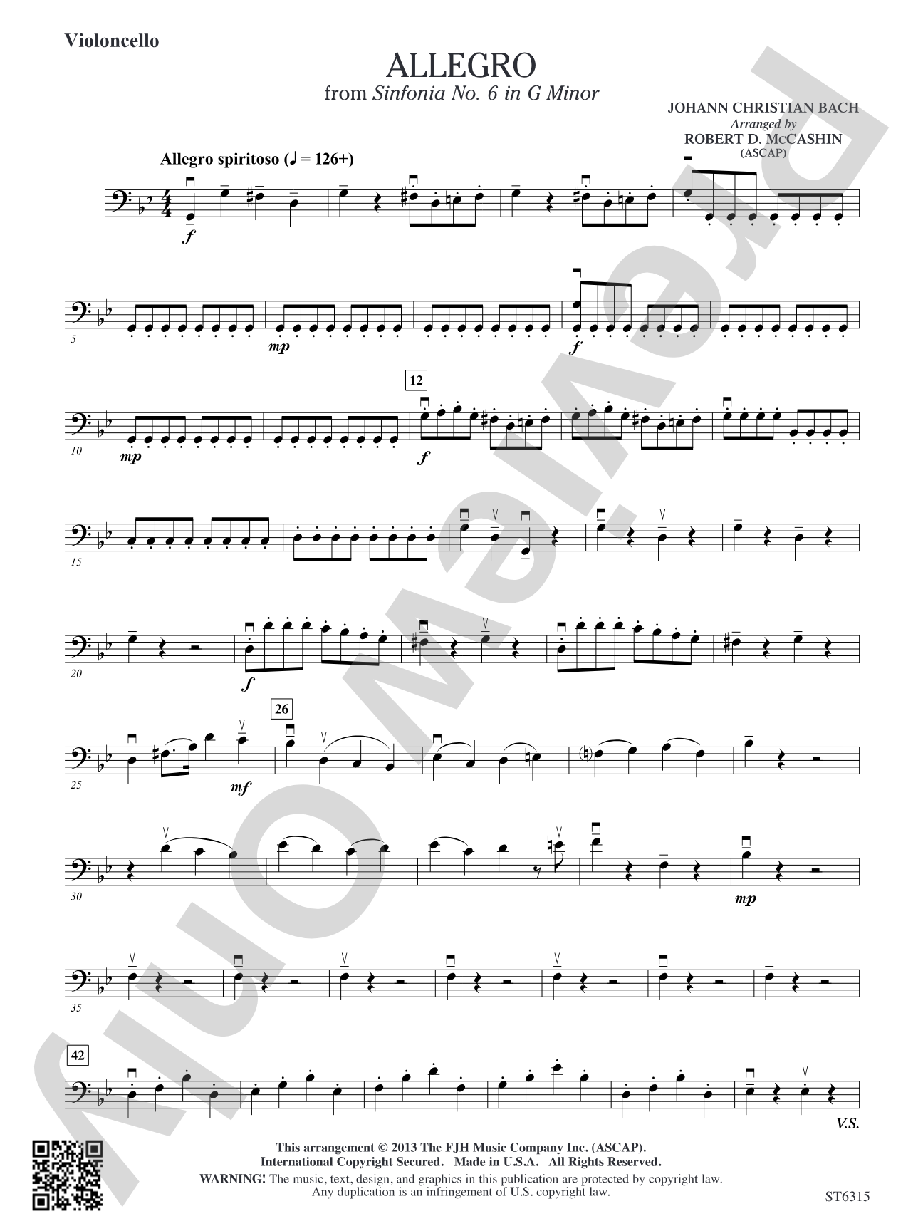 Allegro from Sinfonia No. 6: Violoncello