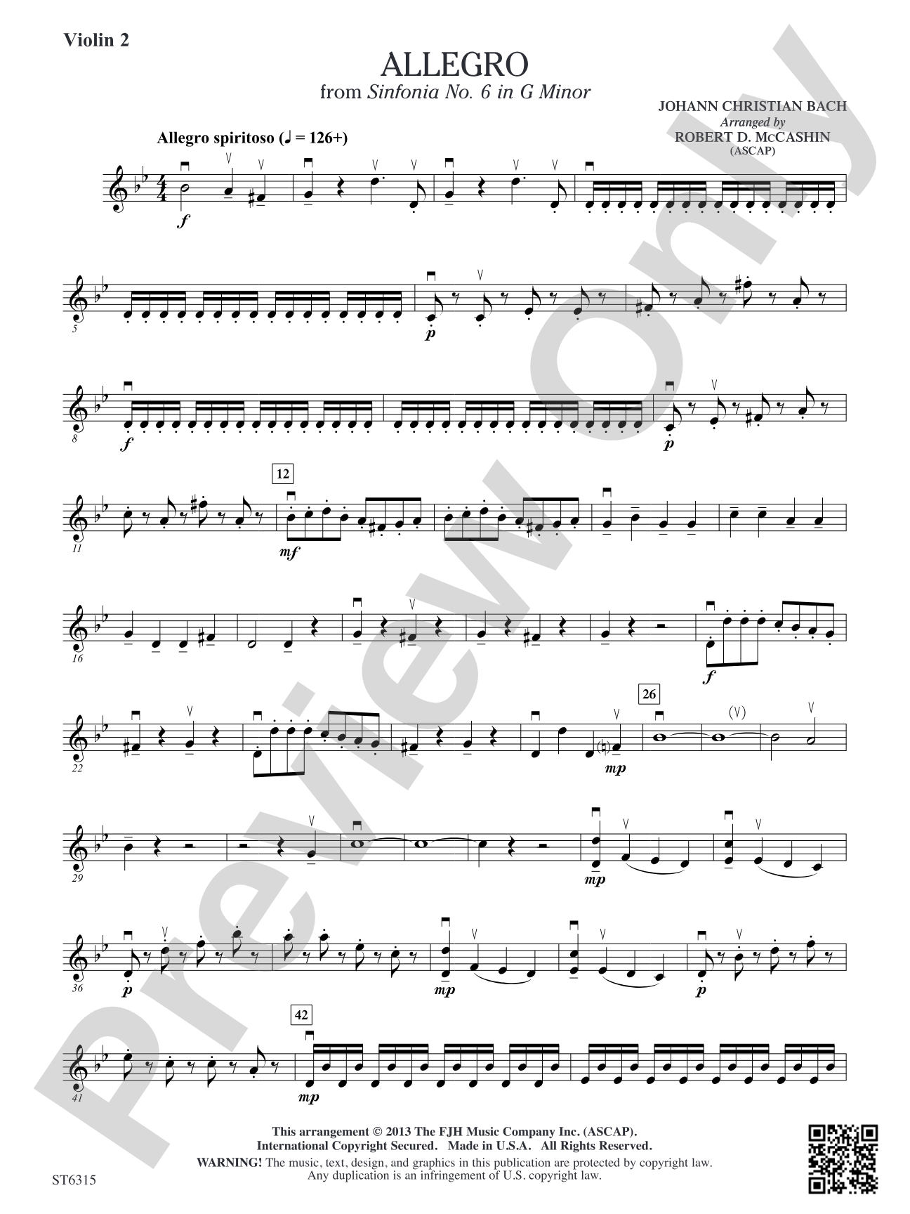 Allegro from Sinfonia No. 6: Violin 2