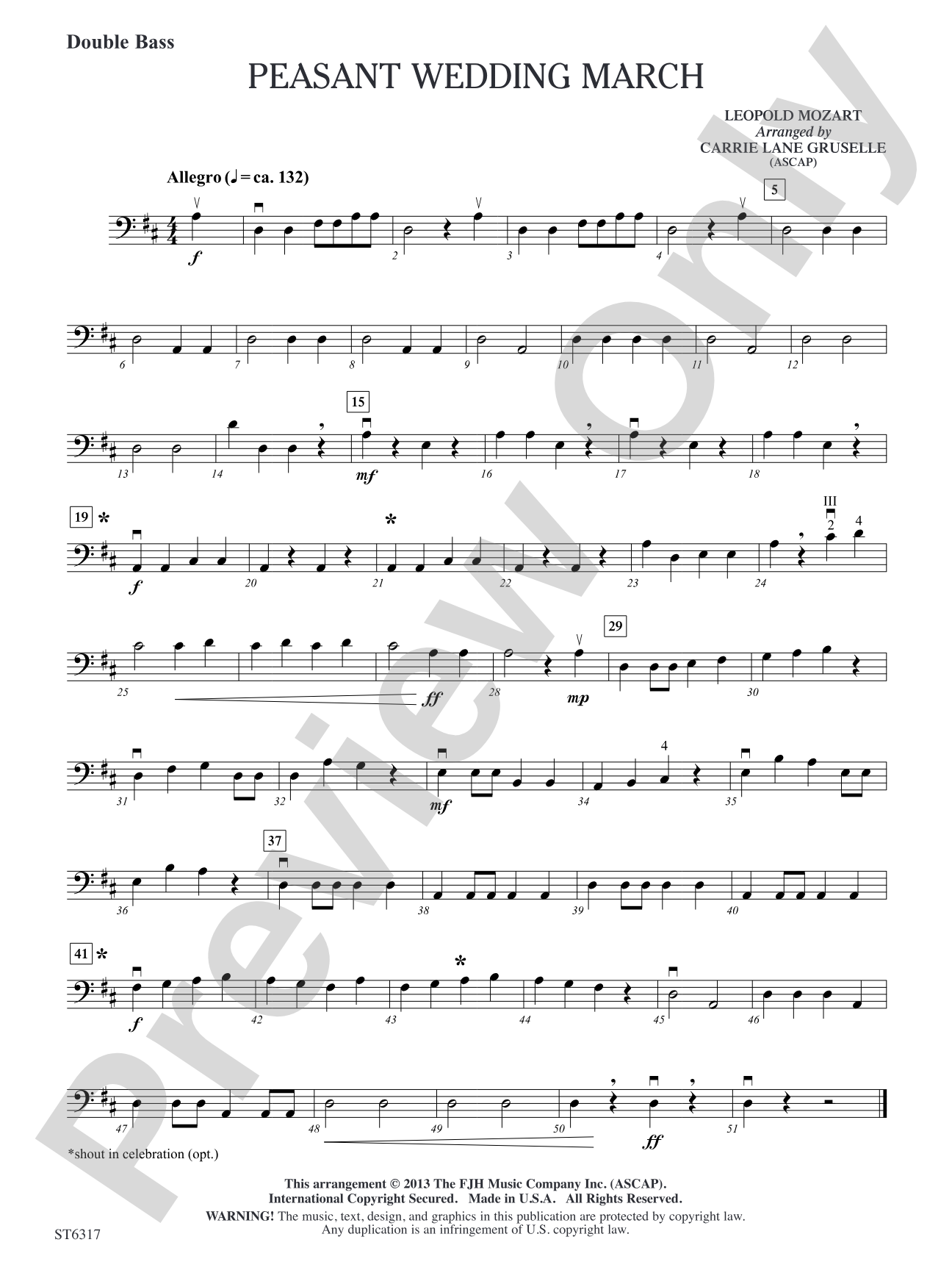 Peasant Wedding March: Double Bass