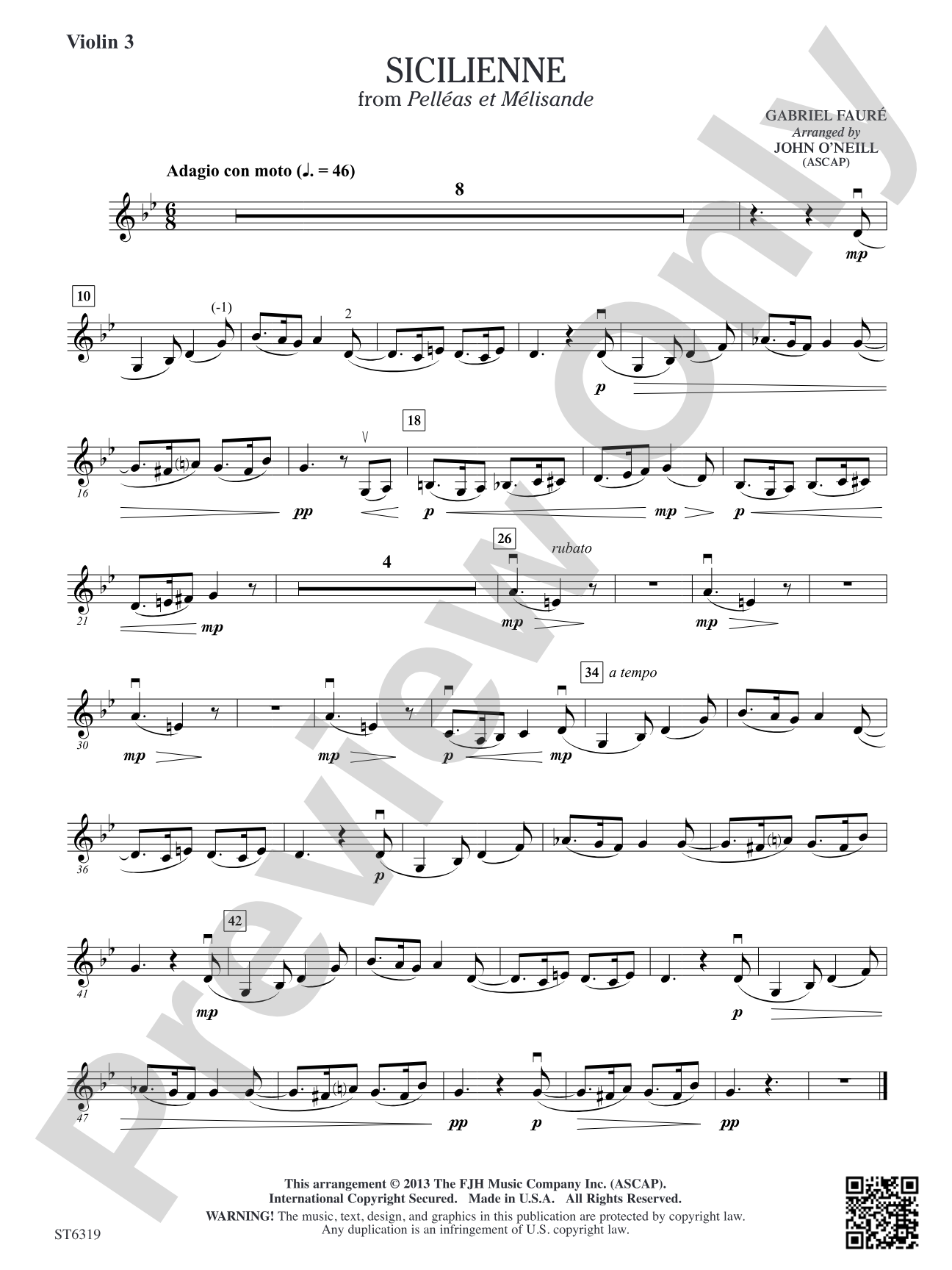 Sicilienne: Violin 3 (Viola T.C.)