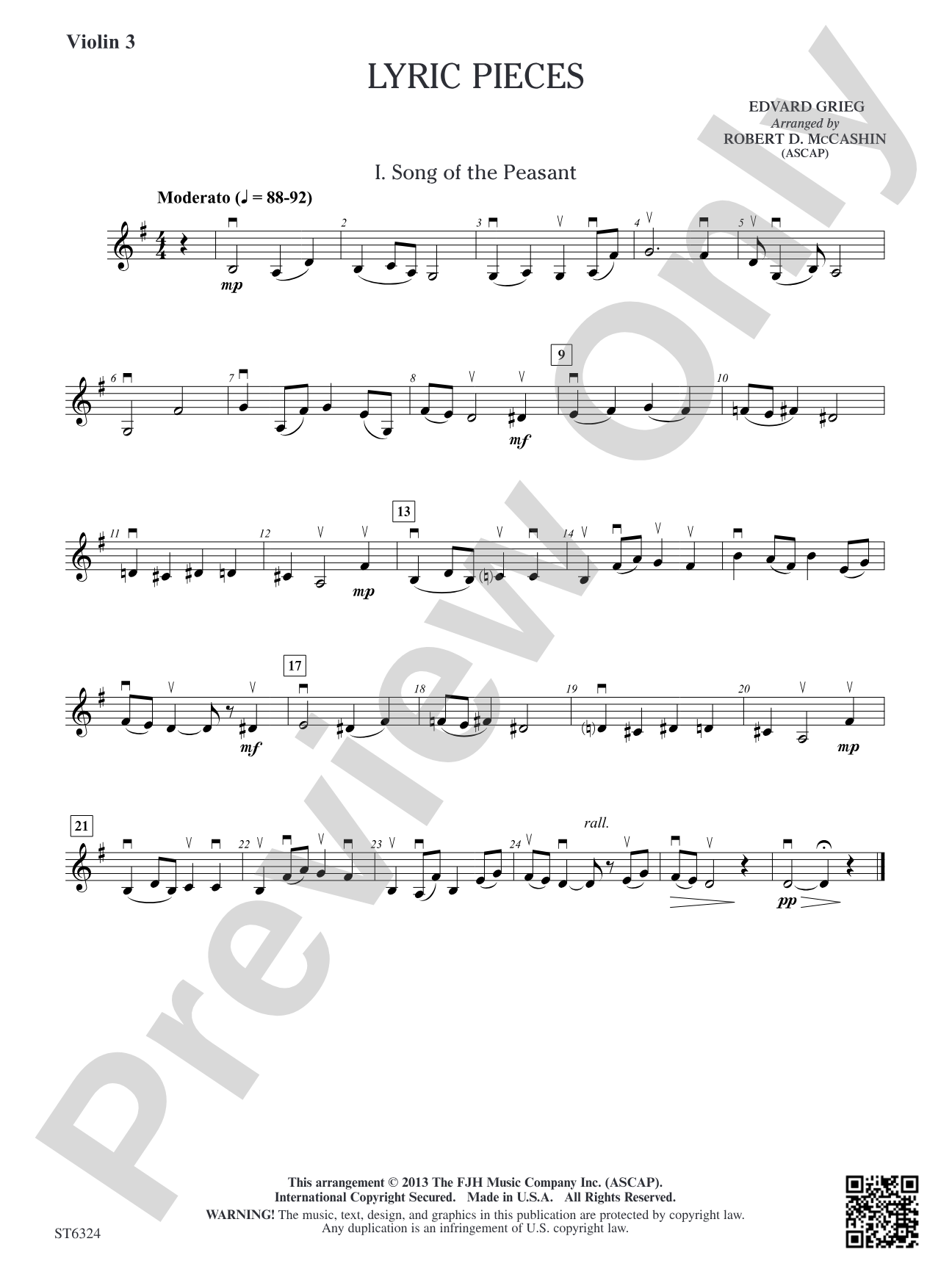 Lyric Pieces: Violin 3 (Viola T.C.)