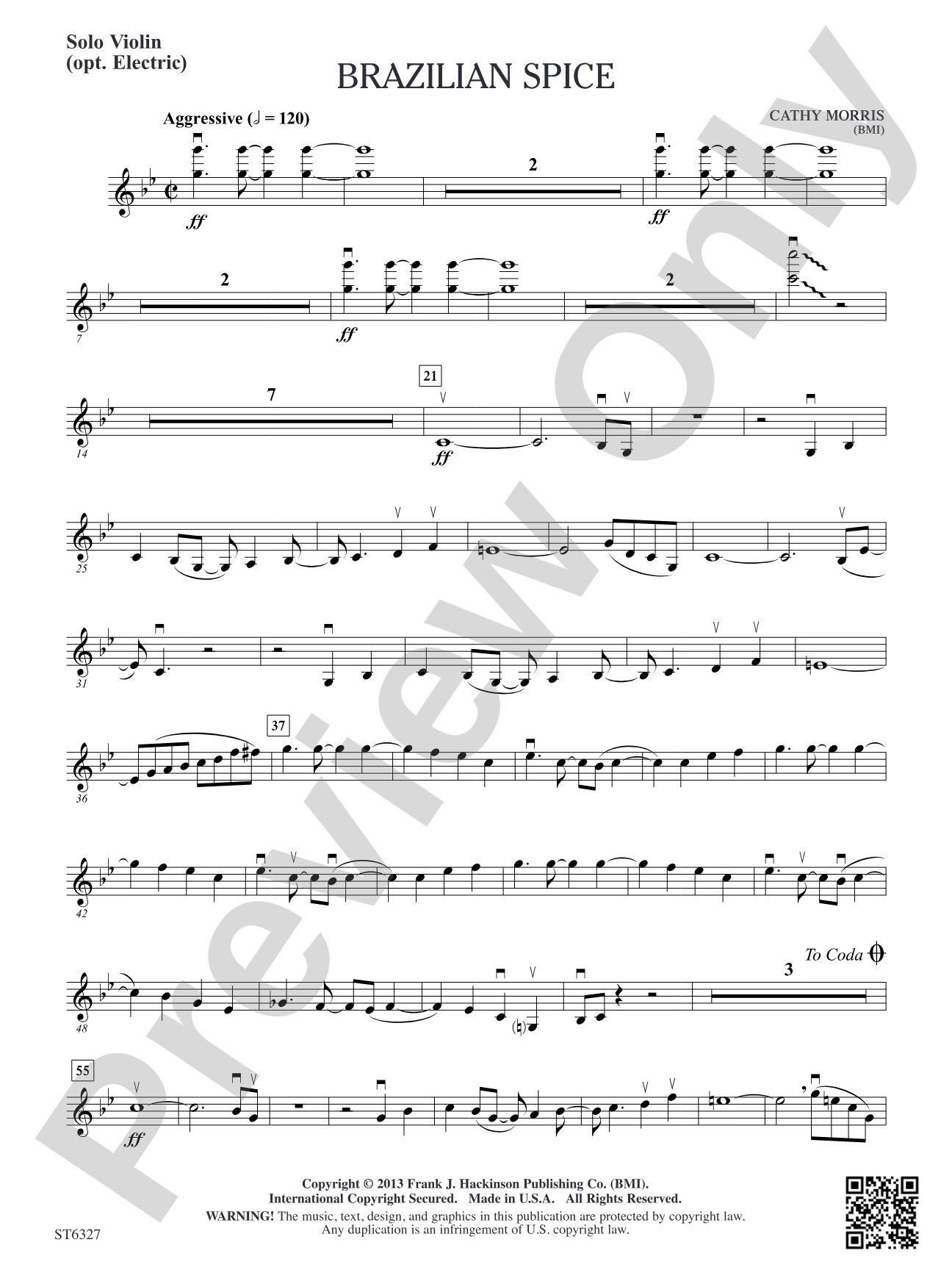 Brazilian Spice: Solo Violin (opt. Electric)