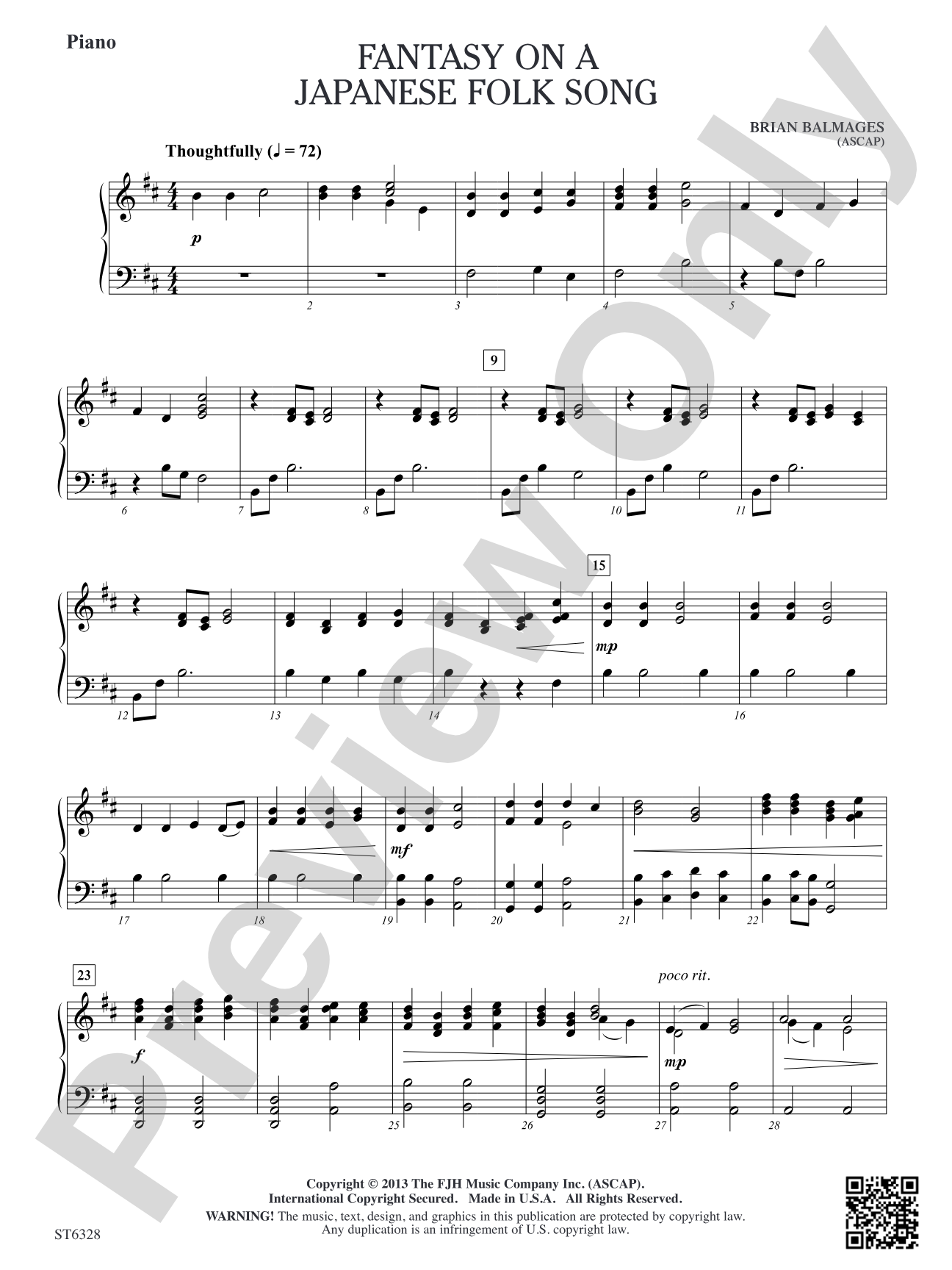 Fantasy on a Japanese Folk Song: Piano