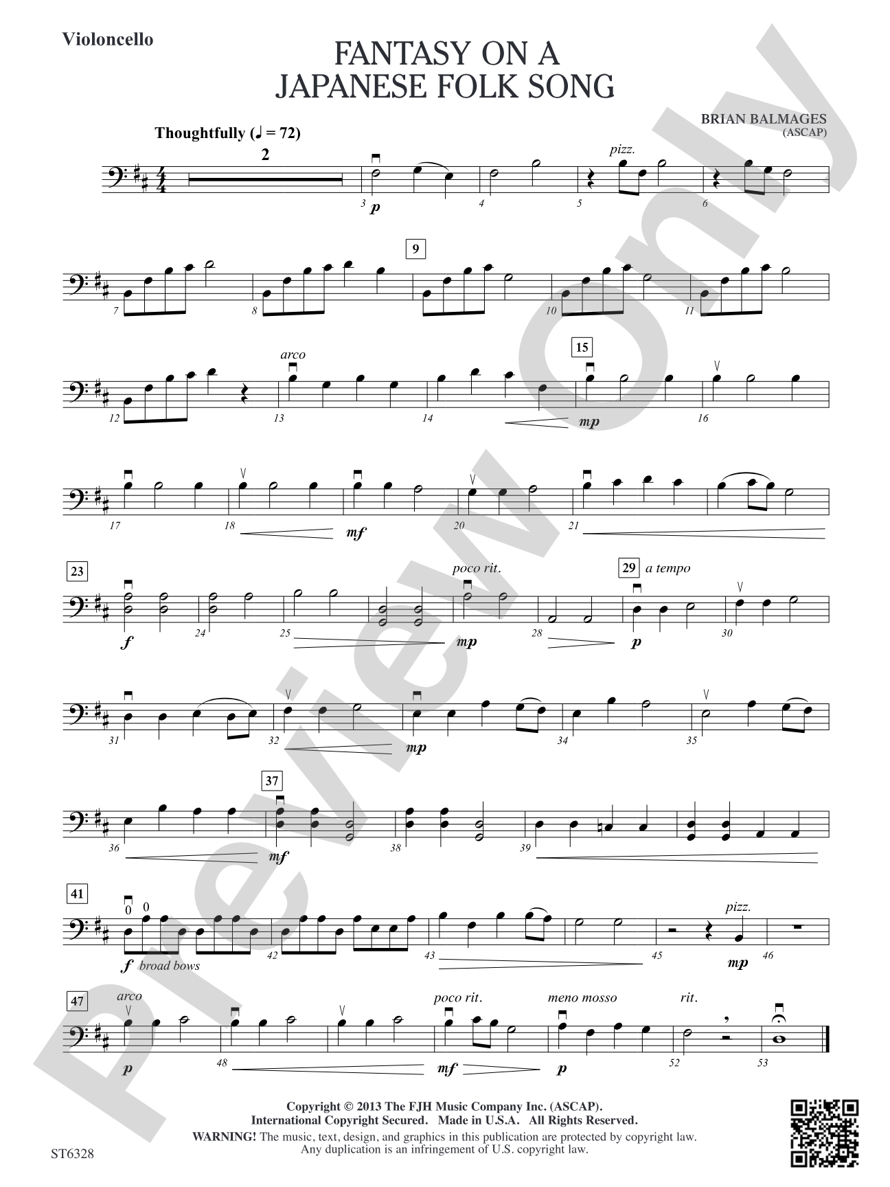 Fantasy on a Japanese Folk Song: Violoncello