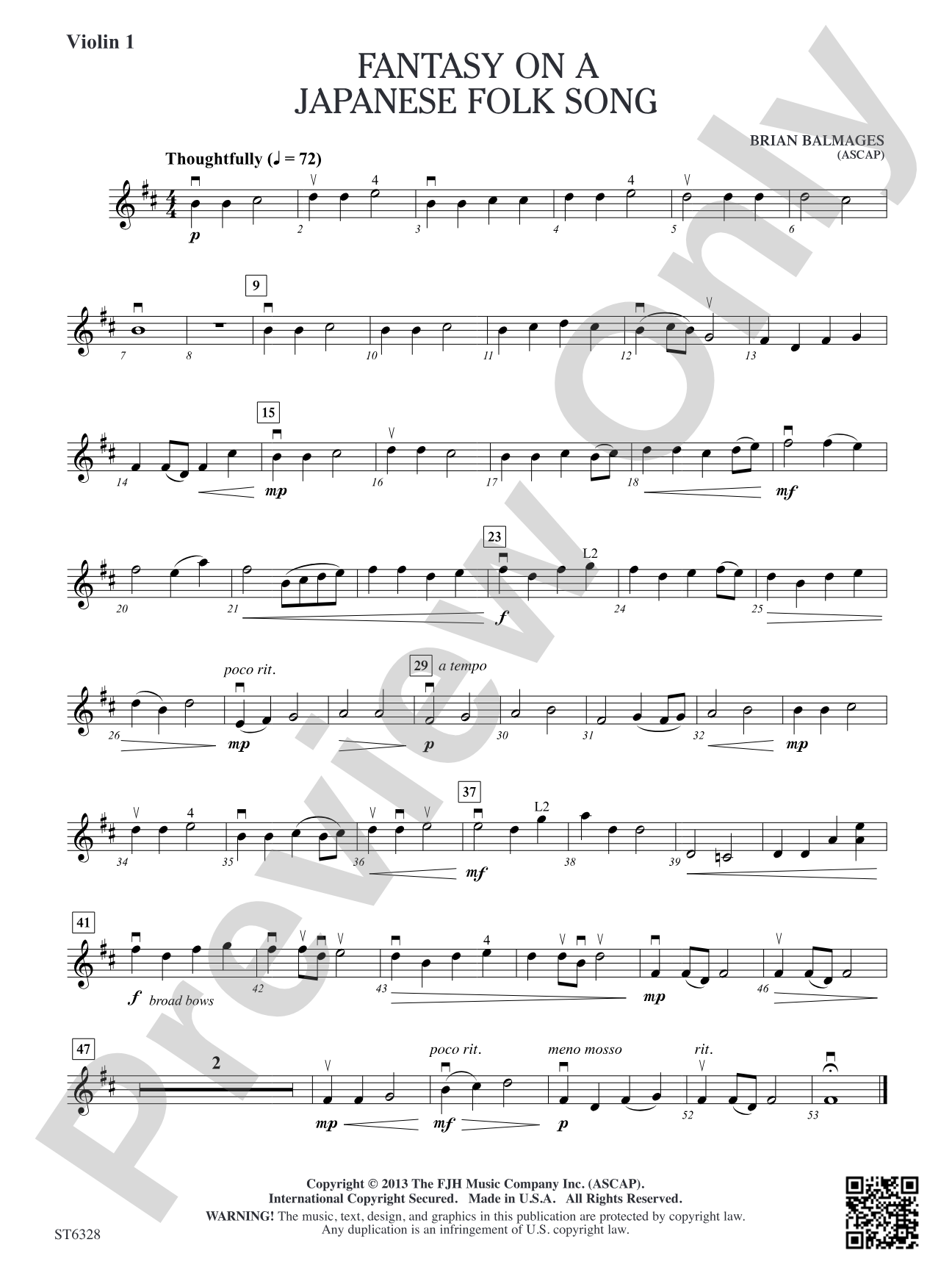 Fantasy on a Japanese Folk Song: Violin 1