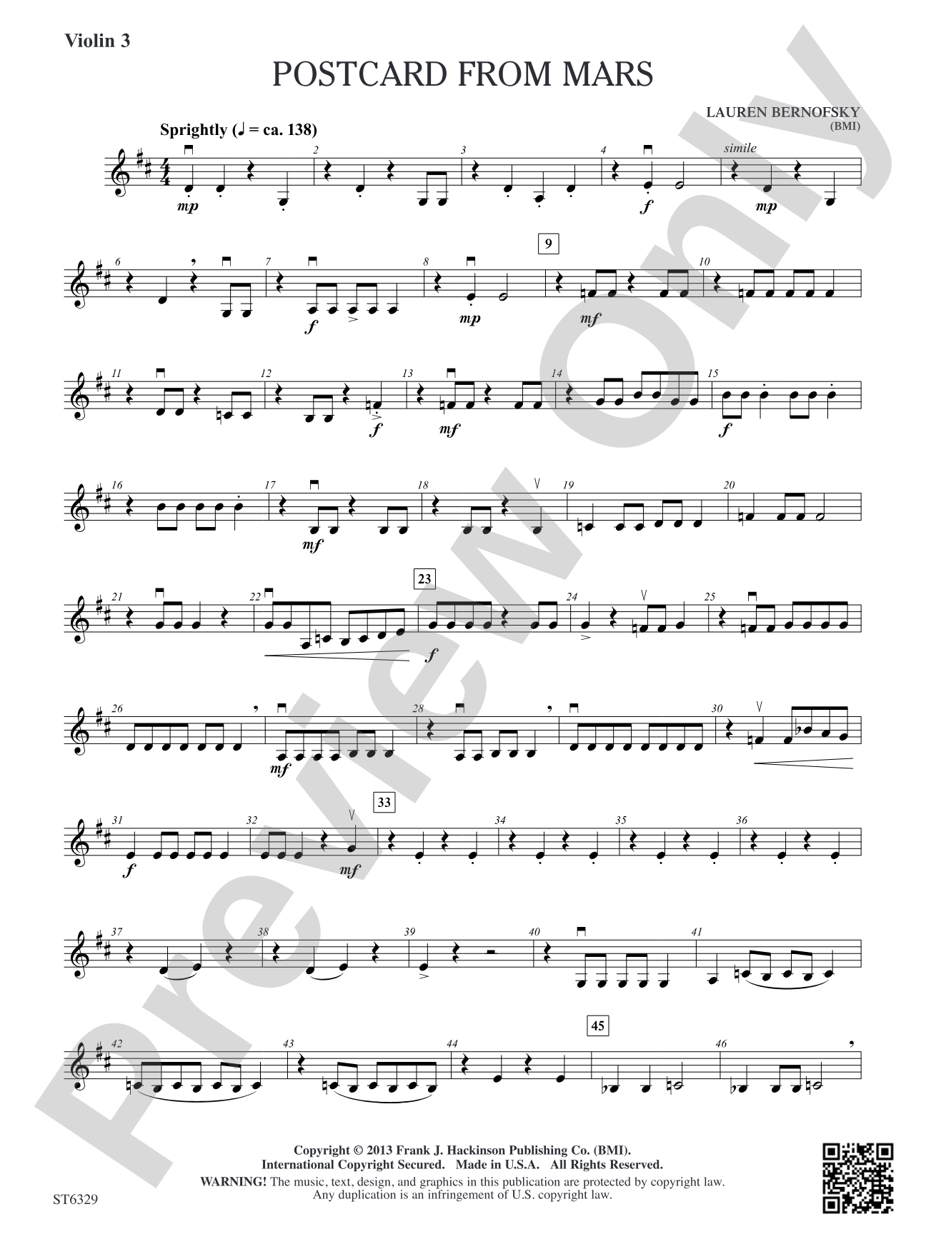 Postcard from Mars: Violin 3 (Viola T.C.)