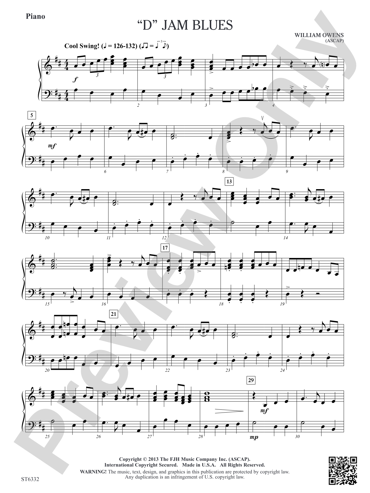 D Jam Blues: Piano