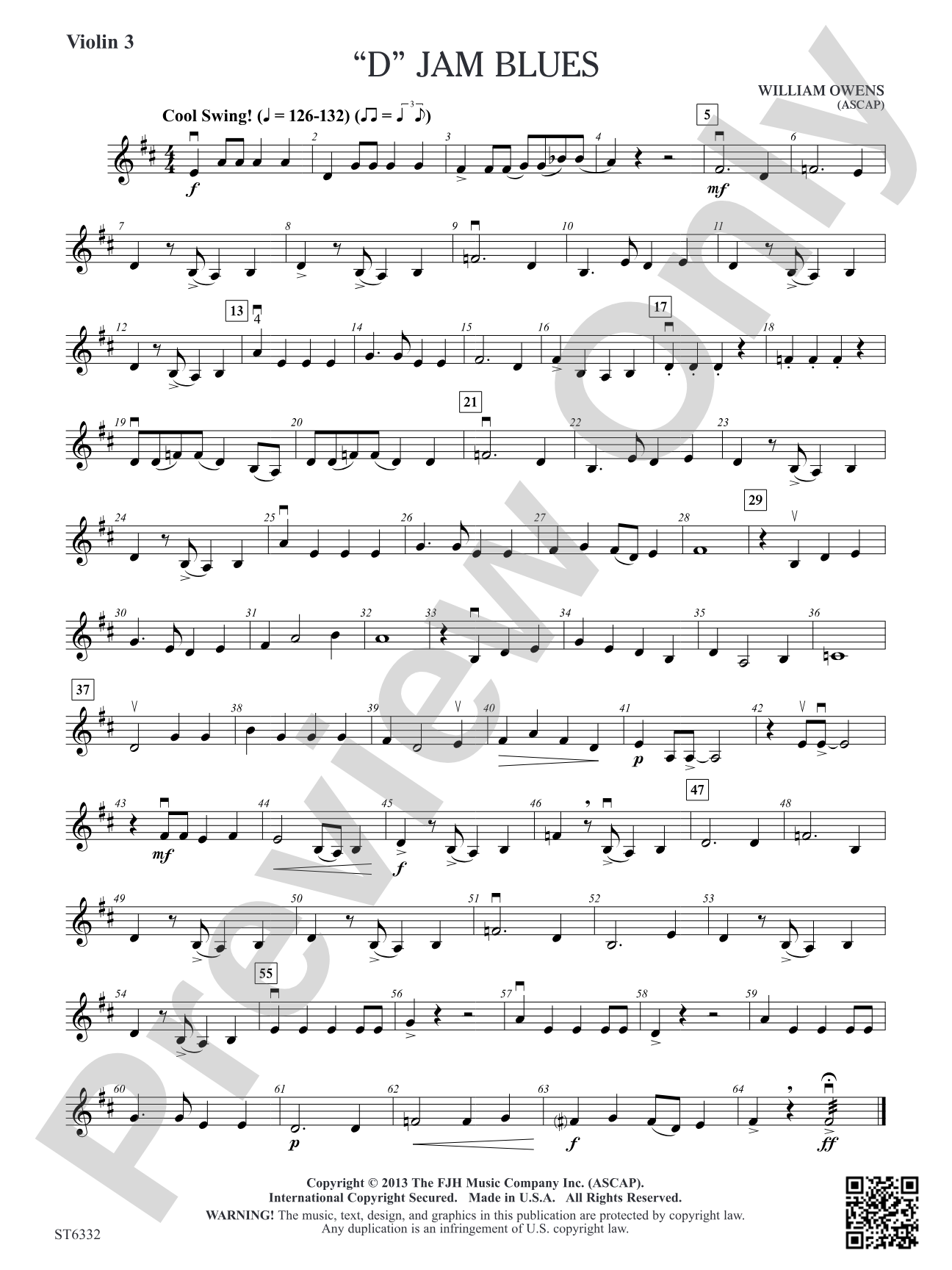 D Jam Blues: Violin 3 (Viola T.C.)