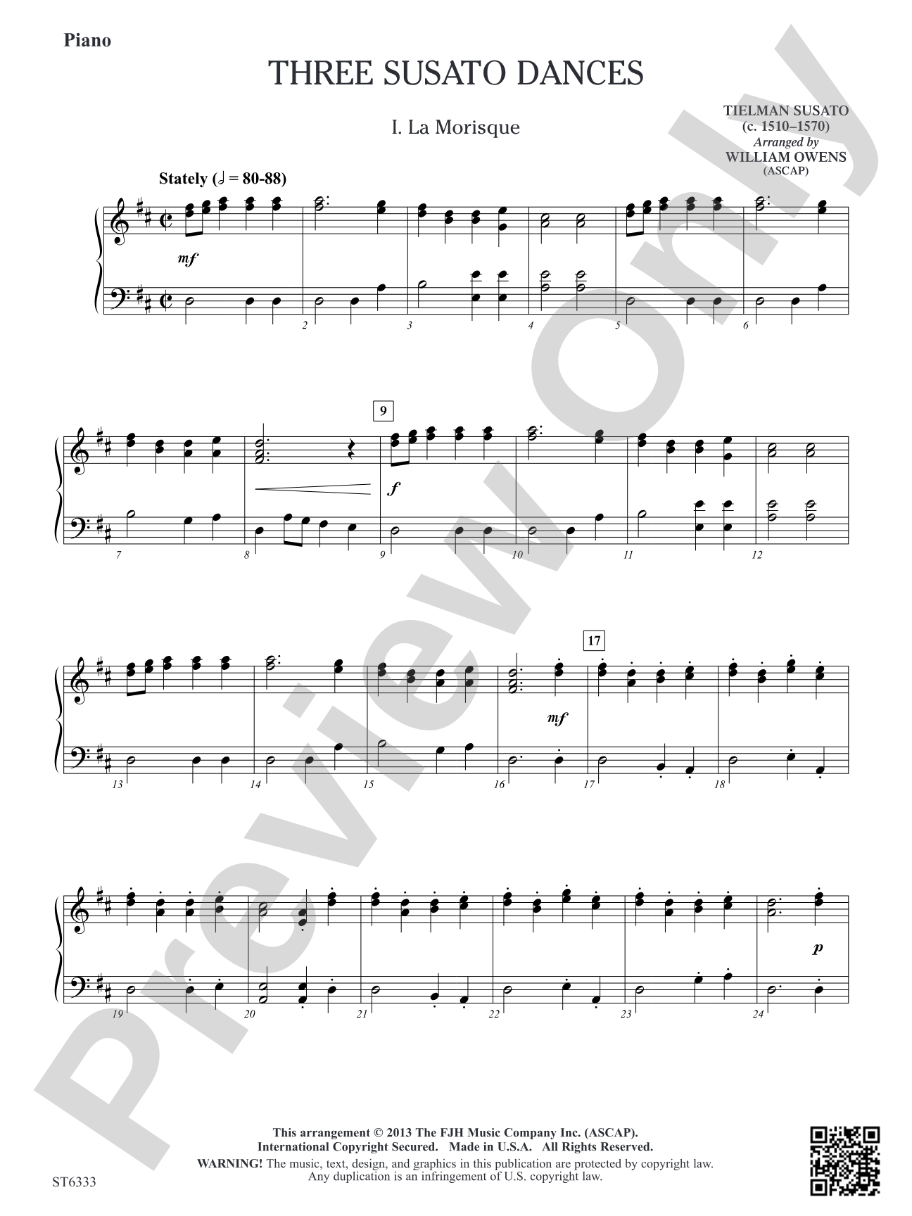 Three Susato Dances: Piano