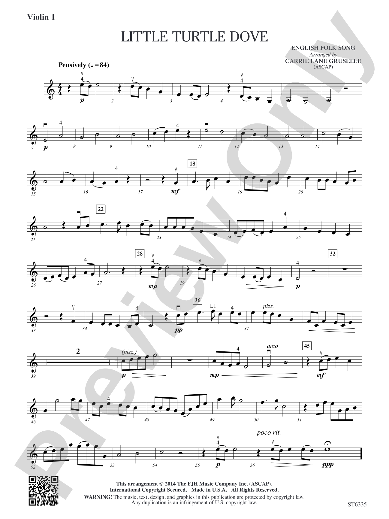 Little Turtle Dove: Violin 1