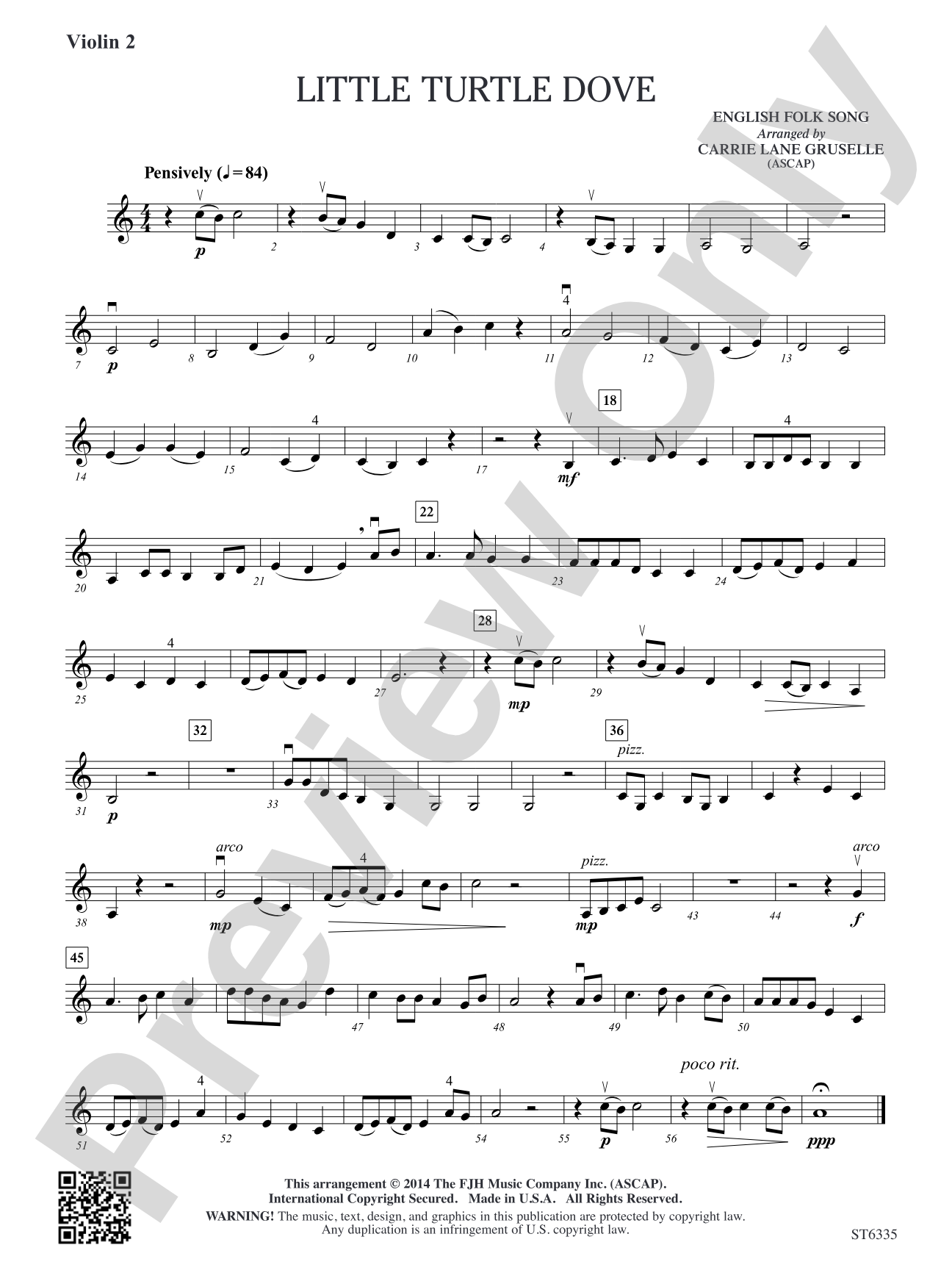 Little Turtle Dove: Violin 2