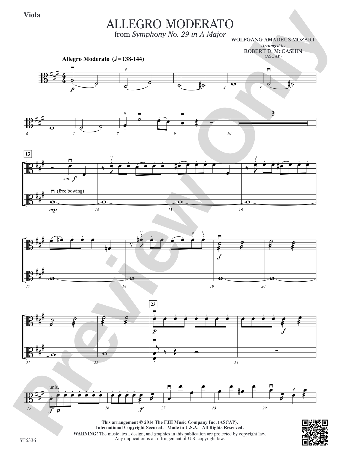 Allegro Moderato: Viola