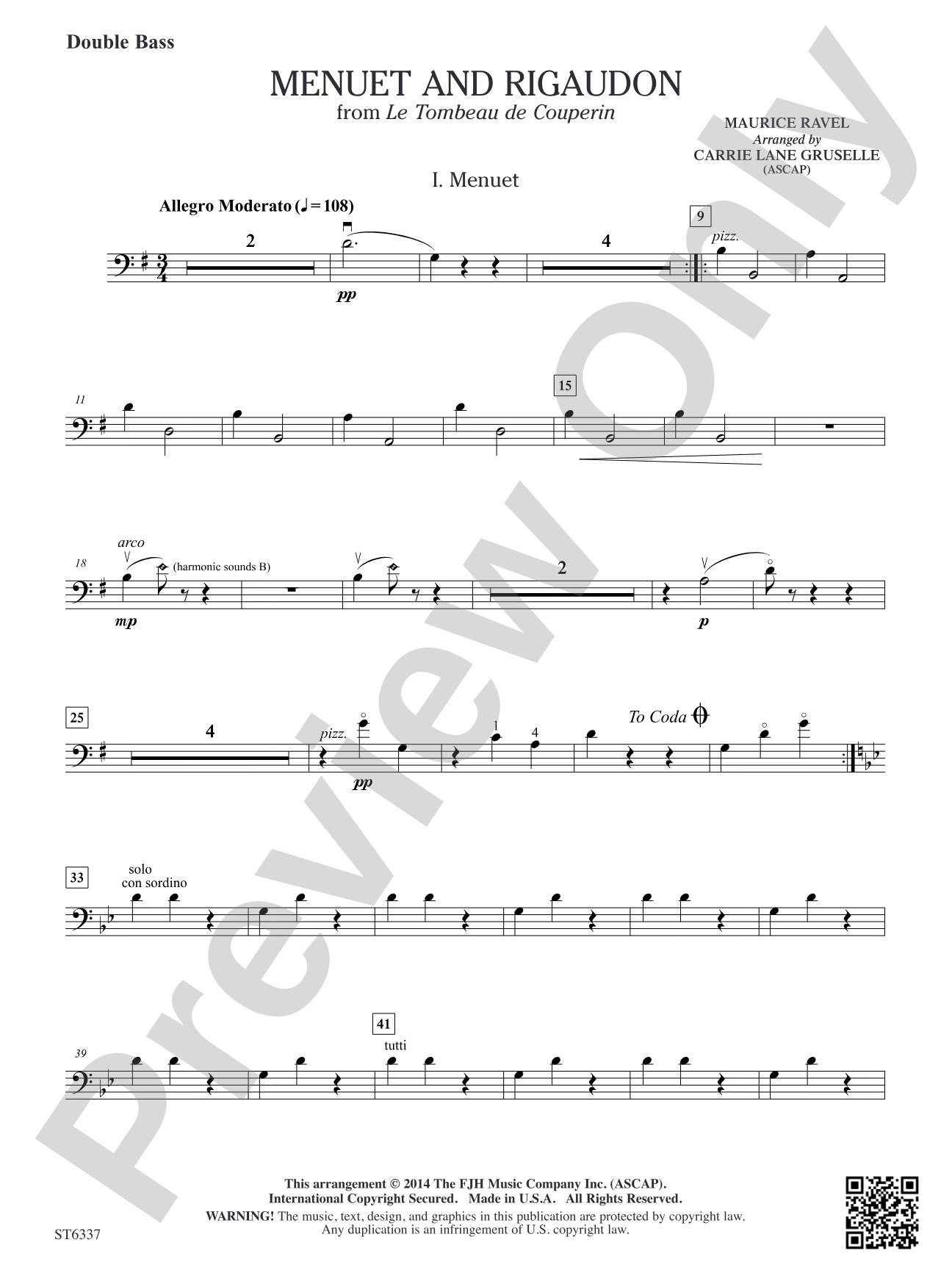 Menuet and Rigaudon: Double Bass