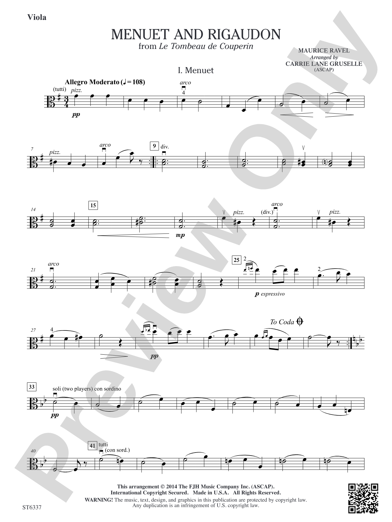 Menuet and Rigaudon: Viola