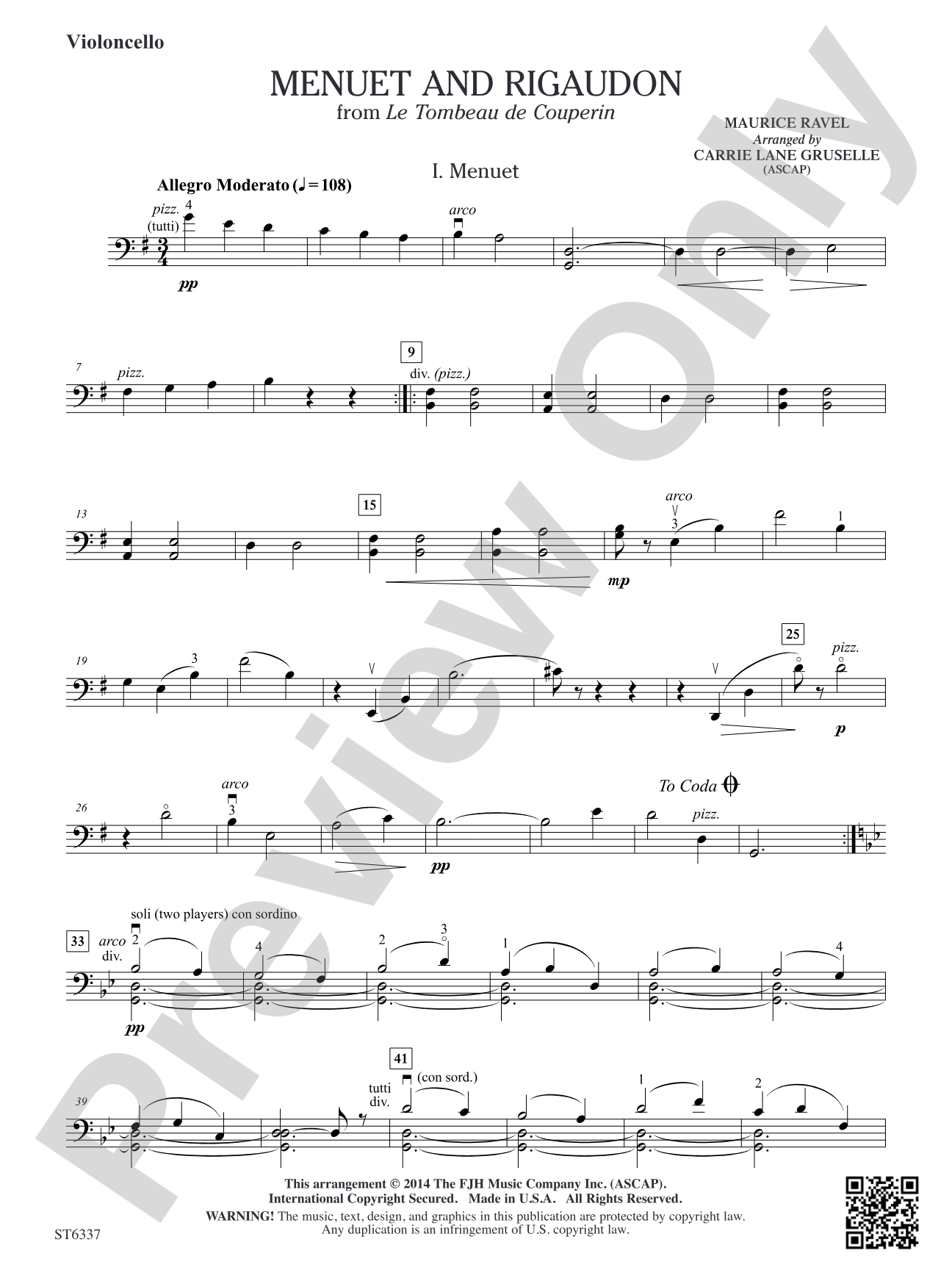 Menuet and Rigaudon: Violoncello