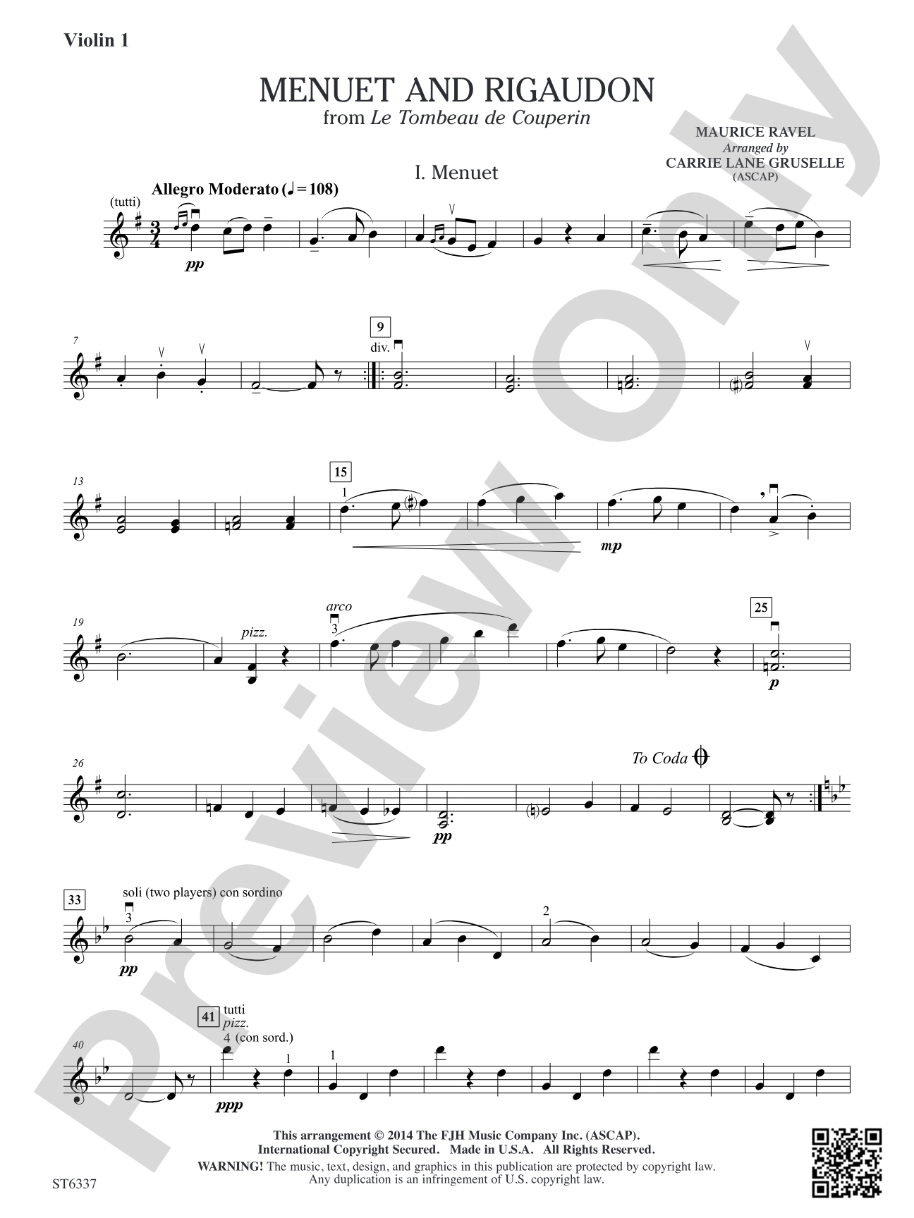 Menuet and Rigaudon: Violin 1