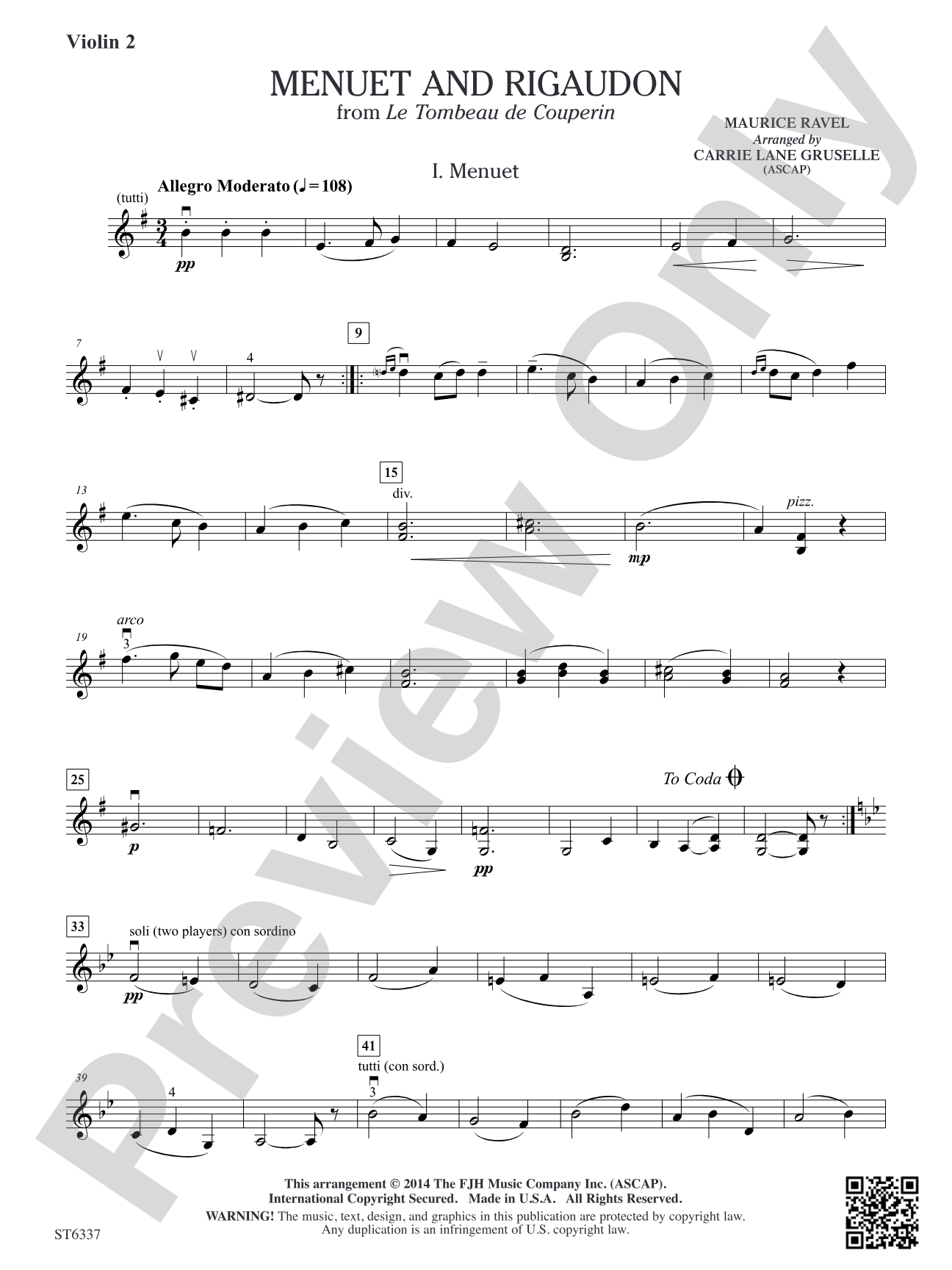 Menuet and Rigaudon: Violin 2