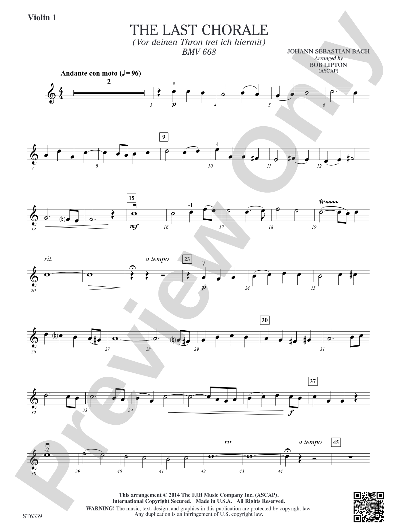 The Last Chorale: Violin 1