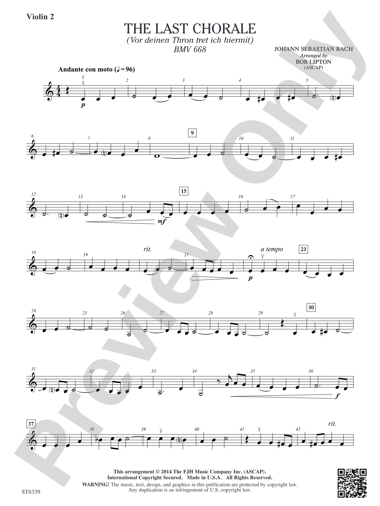 The Last Chorale: Violin 2