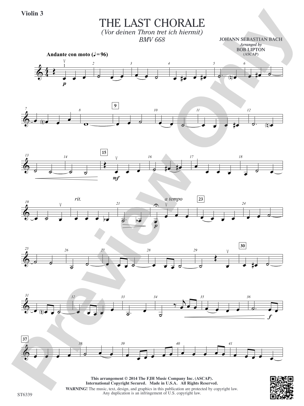 The Last Chorale: Violin 3 (Viola T.C.)