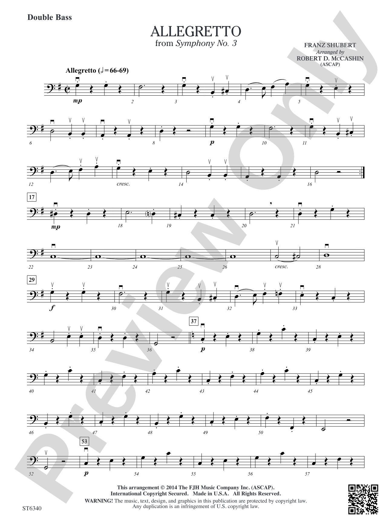 Allegretto from Symphony No 3: Double Bass