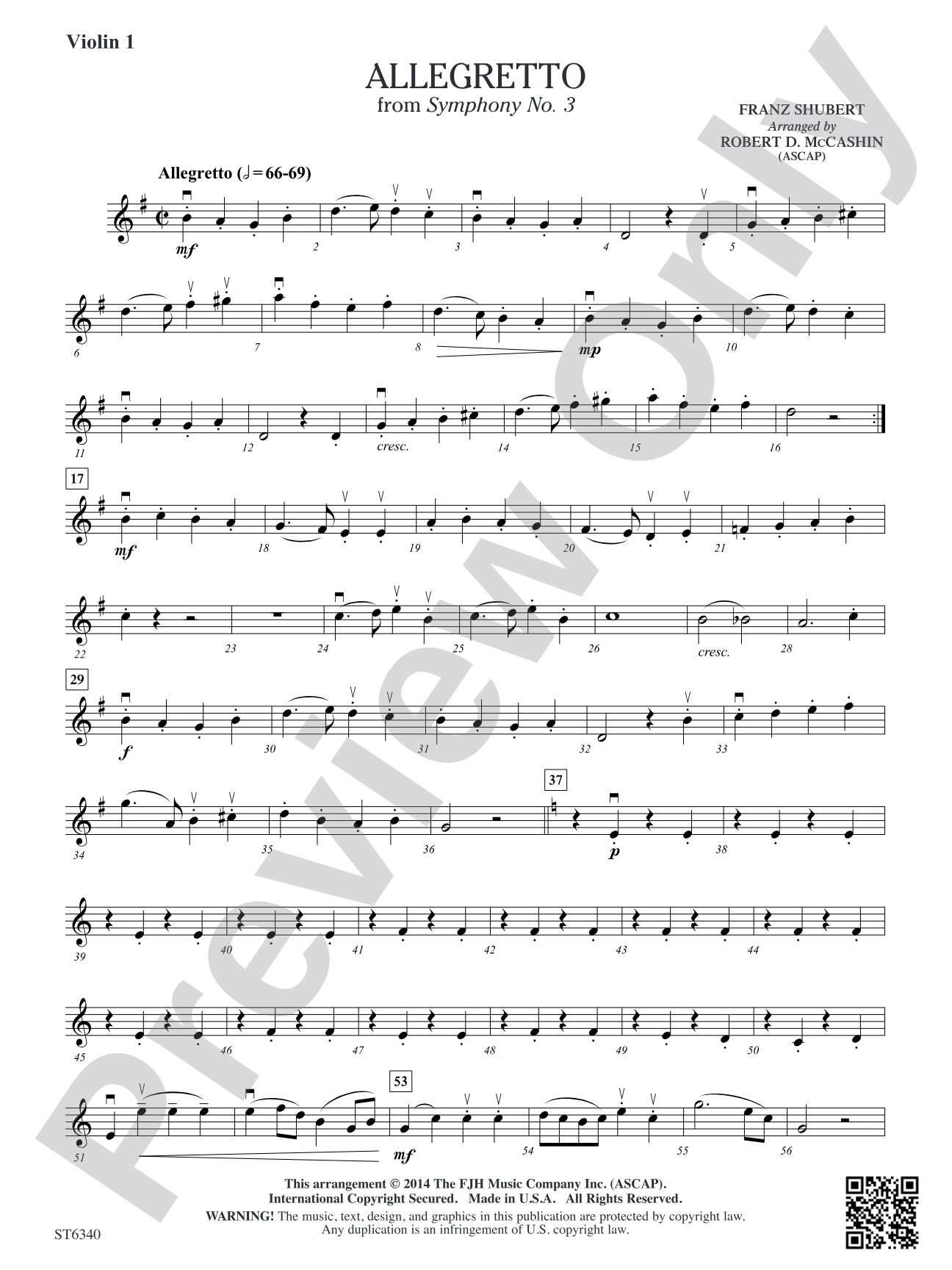 Allegretto from Symphony No 3: Violin 1