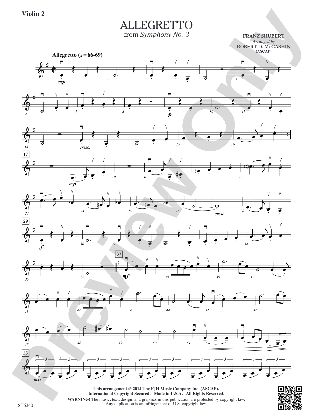 Allegretto from Symphony No 3: Violin 2