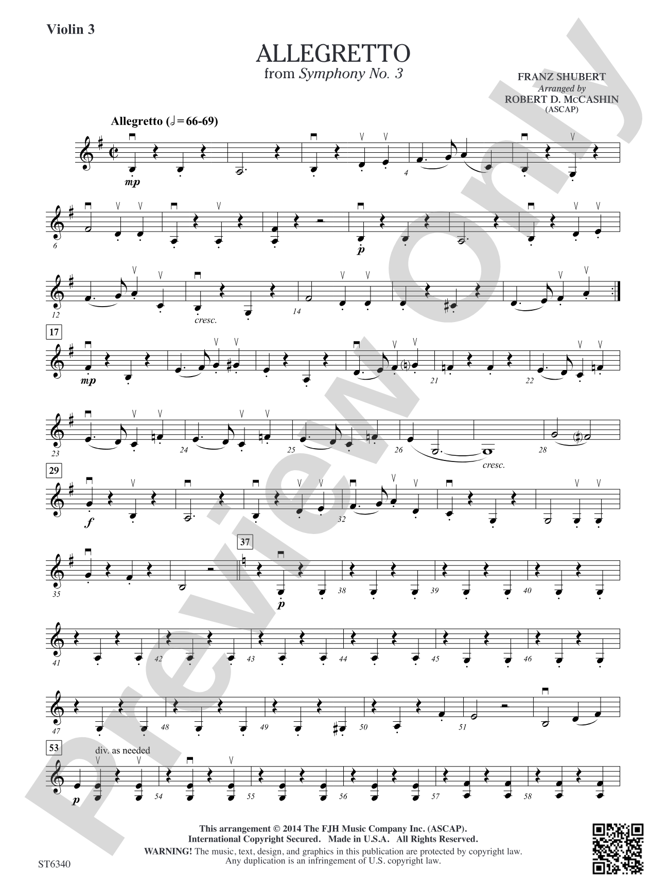 Allegretto from Symphony No 3: Violin 3 (Viola T.C.)