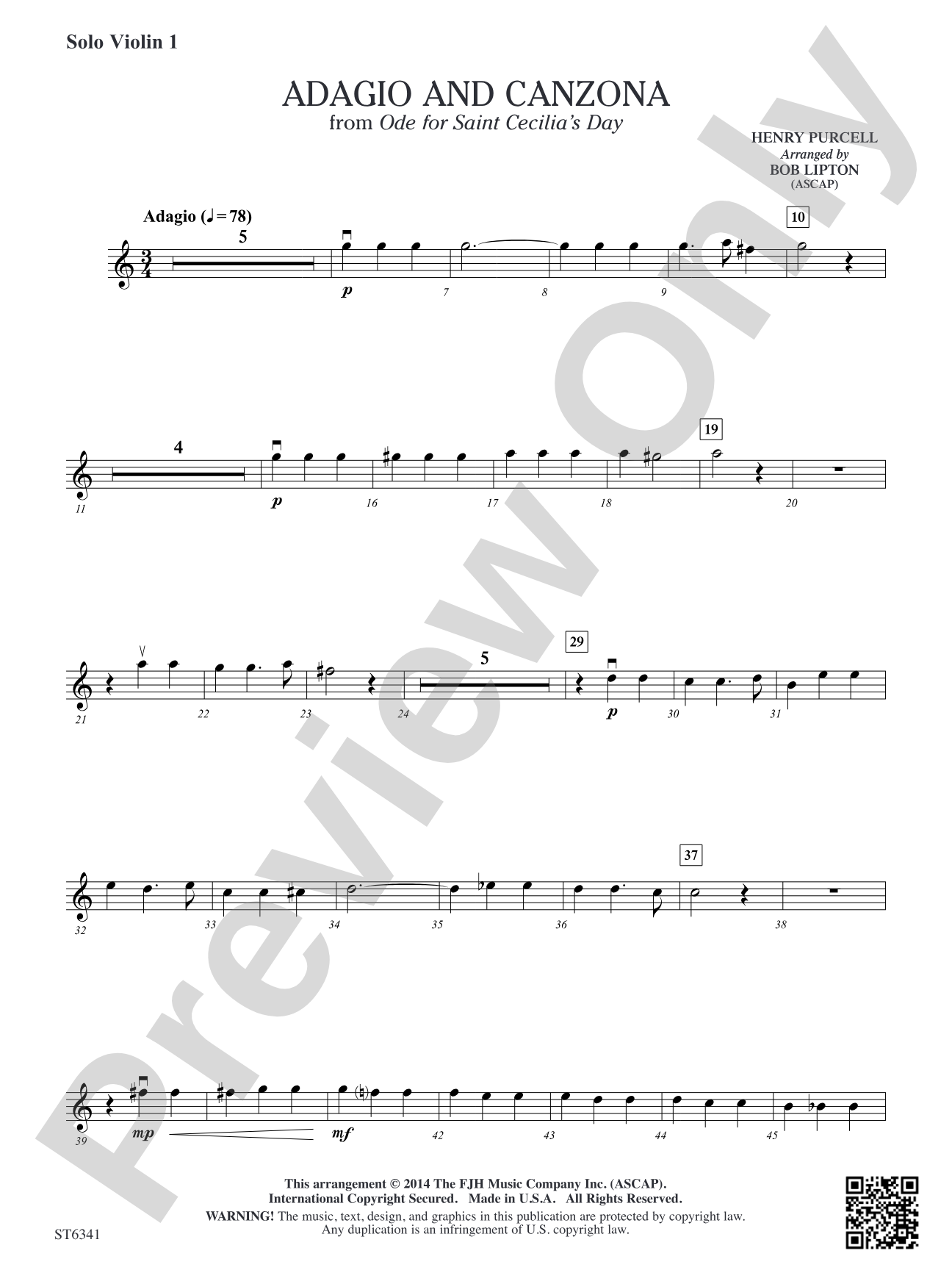 Adagio and Canzona: Solo Violin 1