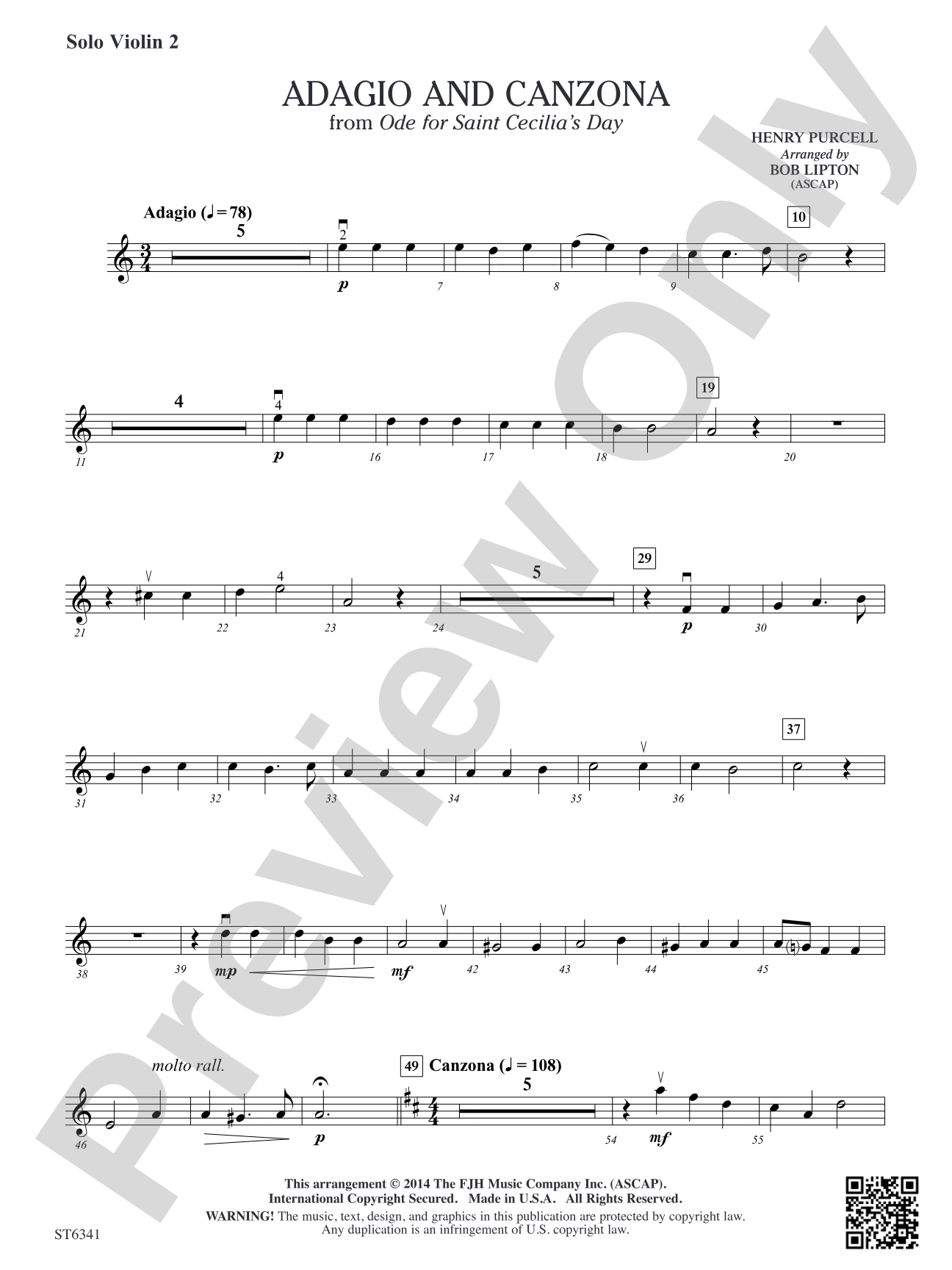 Adagio and Canzona: Solo Violin 2