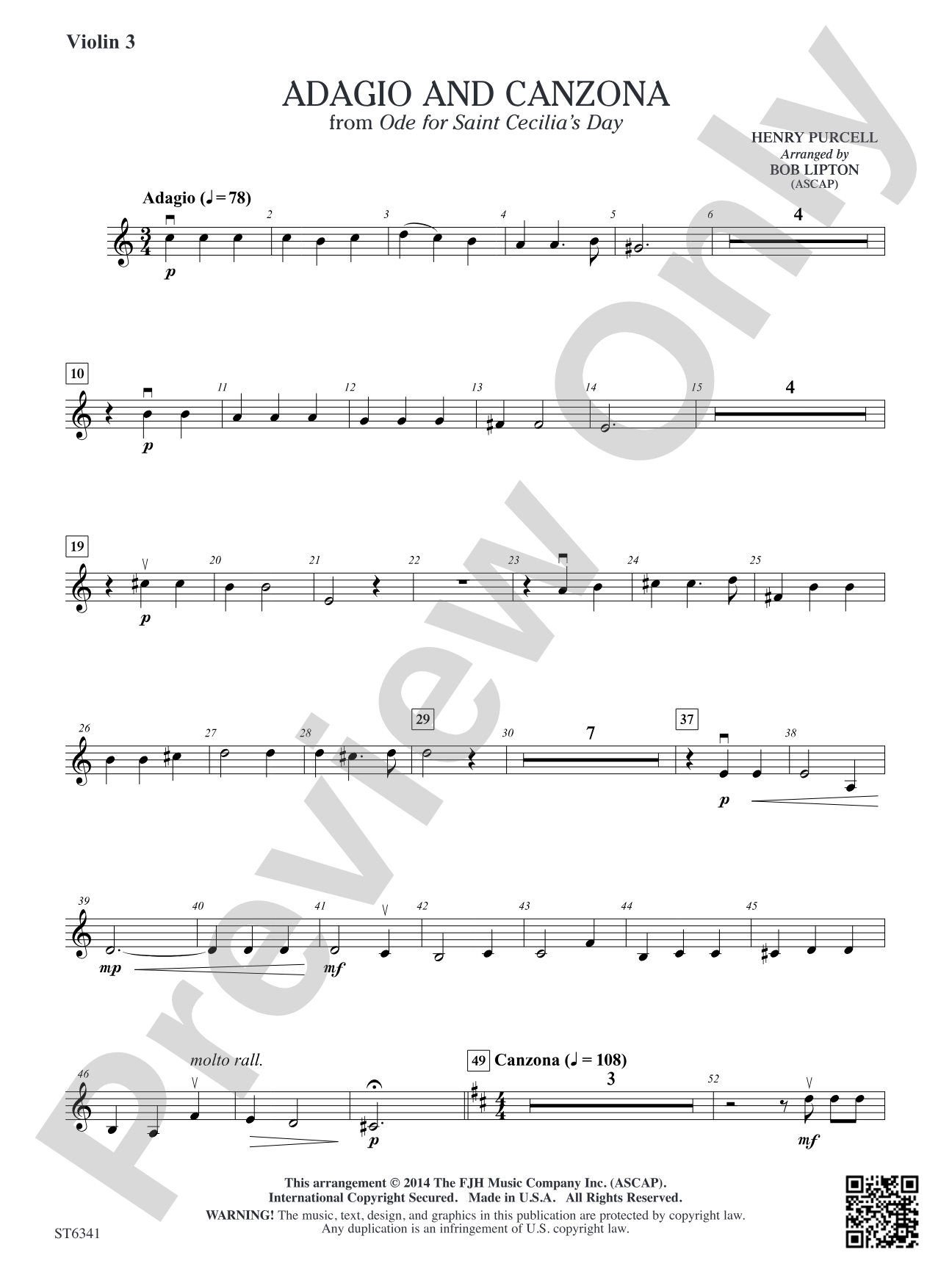 Adagio and Canzona: Violin 3 (Viola T.C.)