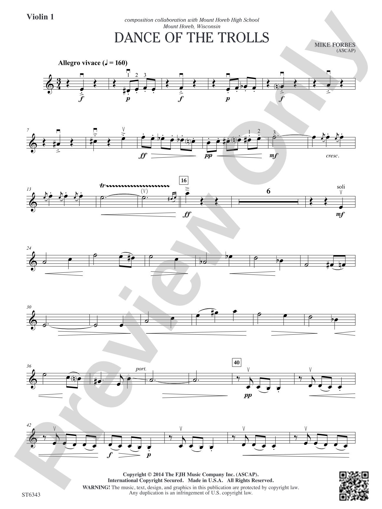 Dance of the Trolls: Violin 1
