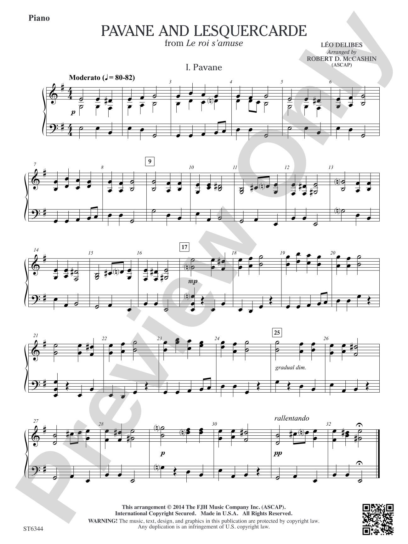 Pavane and Lesquercarde: Piano