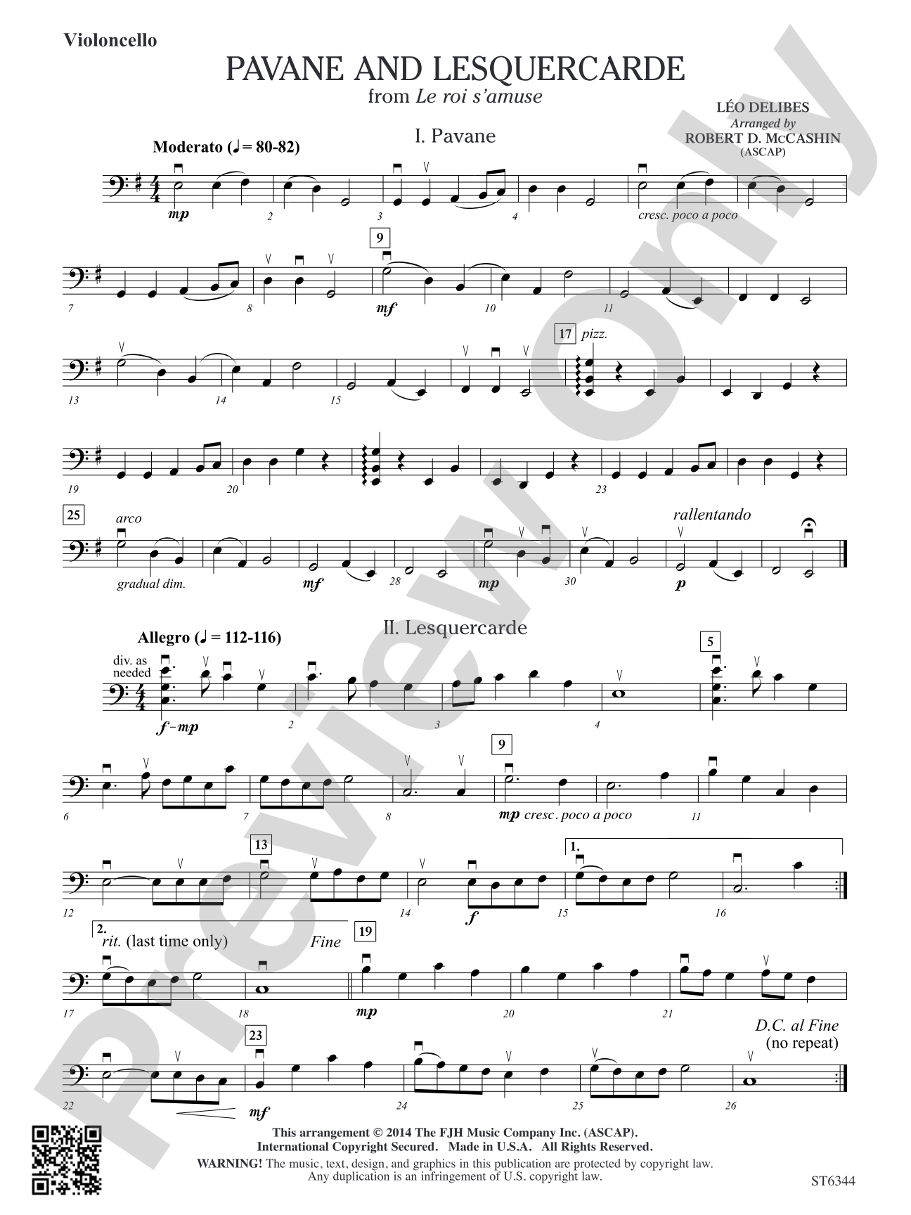 Pavane and Lesquercarde: Violoncello