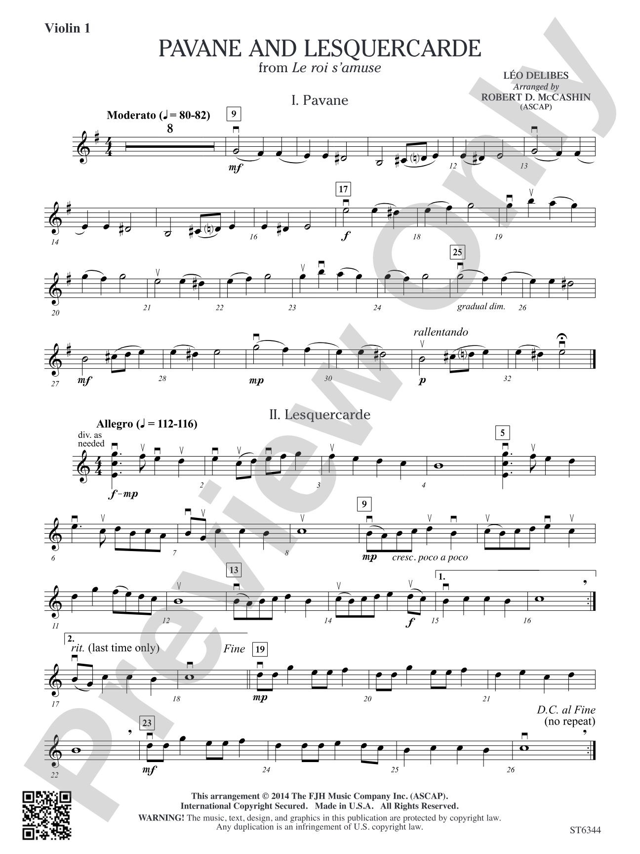 Pavane and Lesquercarde: Violin 1
