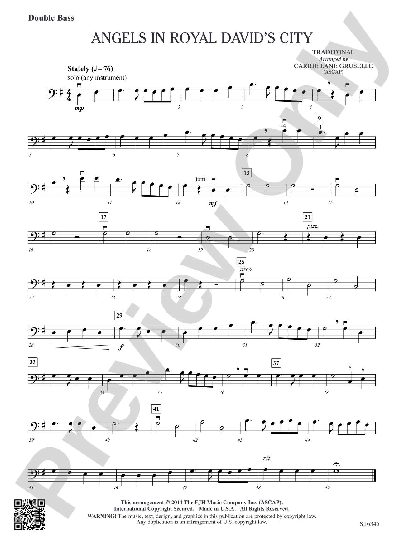 Angels in Royal David's City: Double Bass