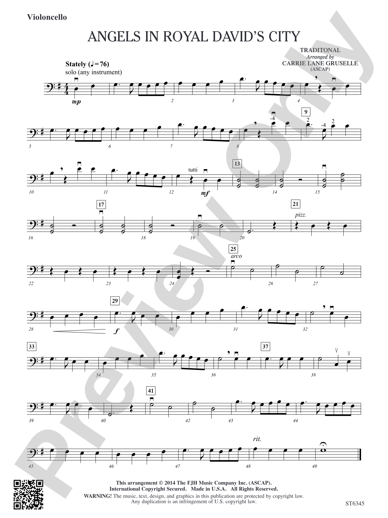 Angels in Royal David's City: Violoncello