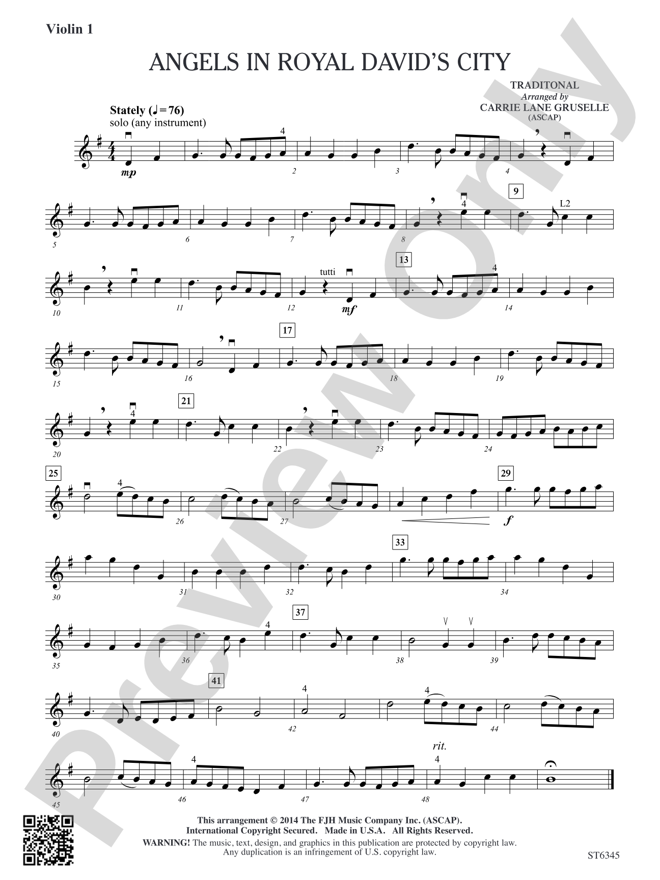 Angels in Royal David's City: Violin 1
