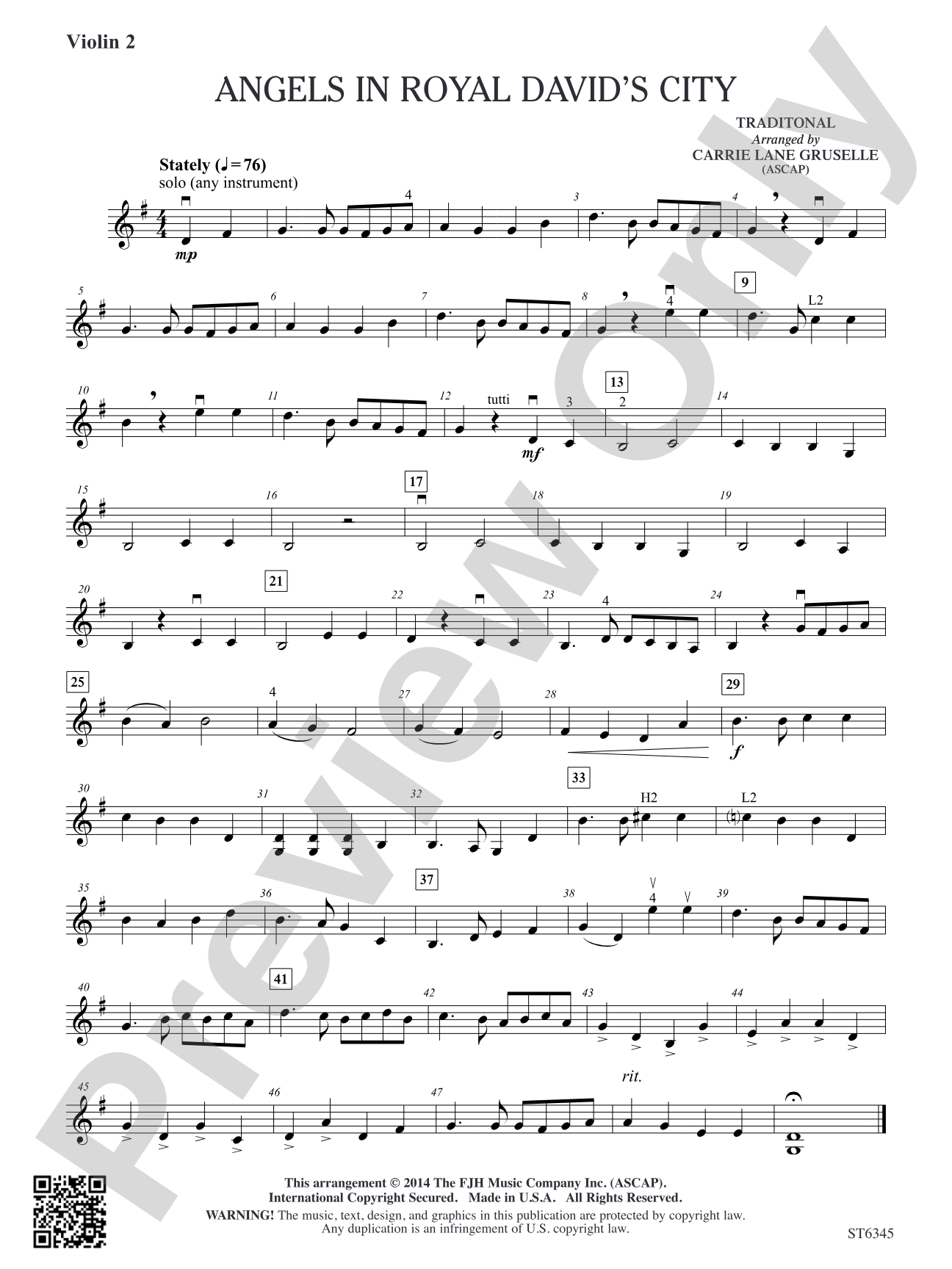 Angels in Royal David's City: Violin 2 (Viola T.C.)