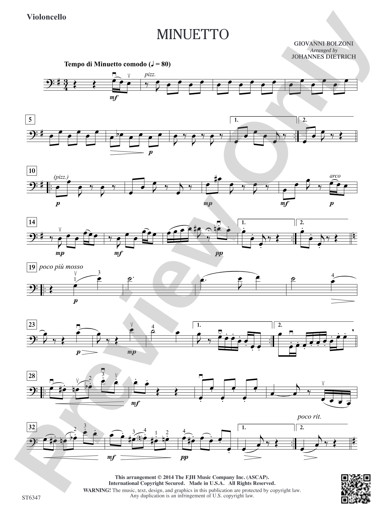 Minuetto: Violoncello