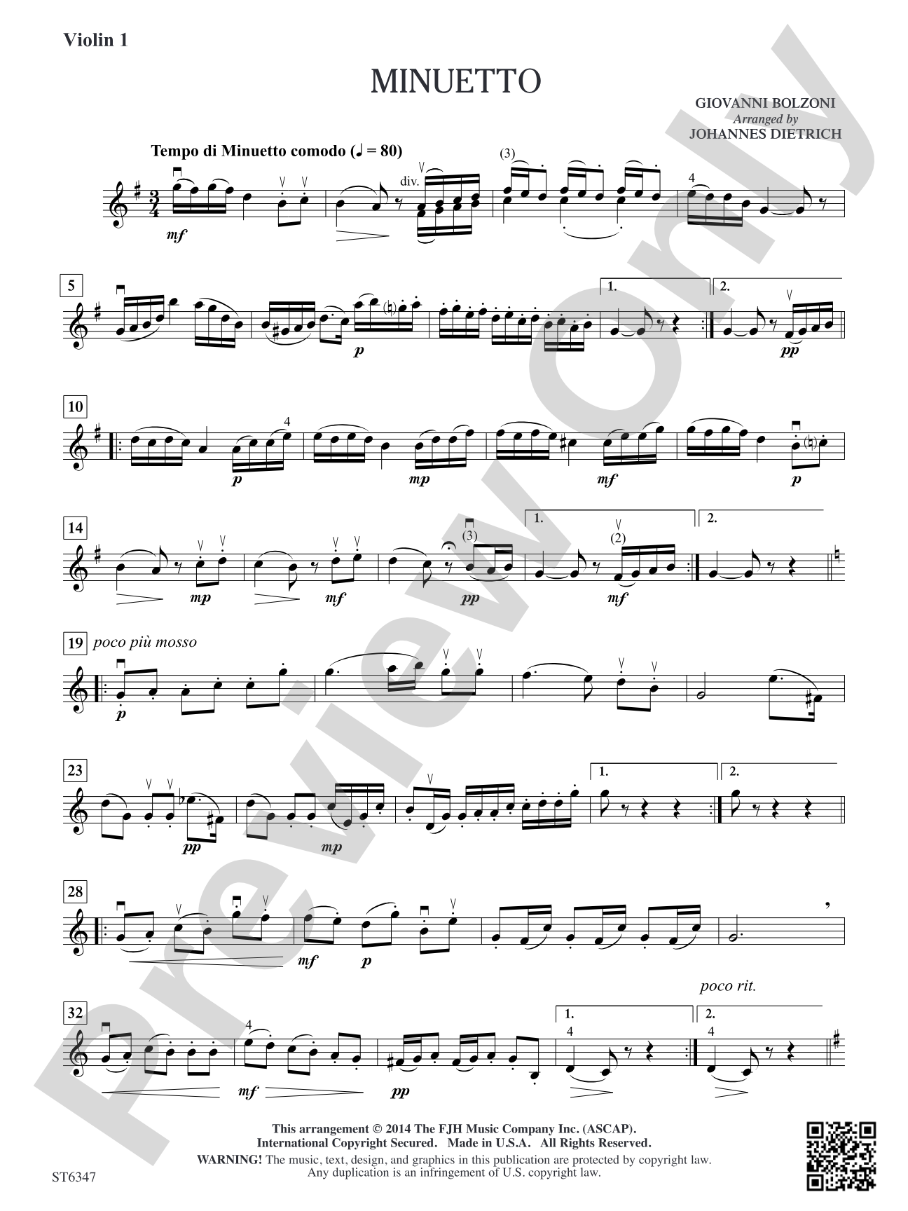 Minuetto: Violin 1